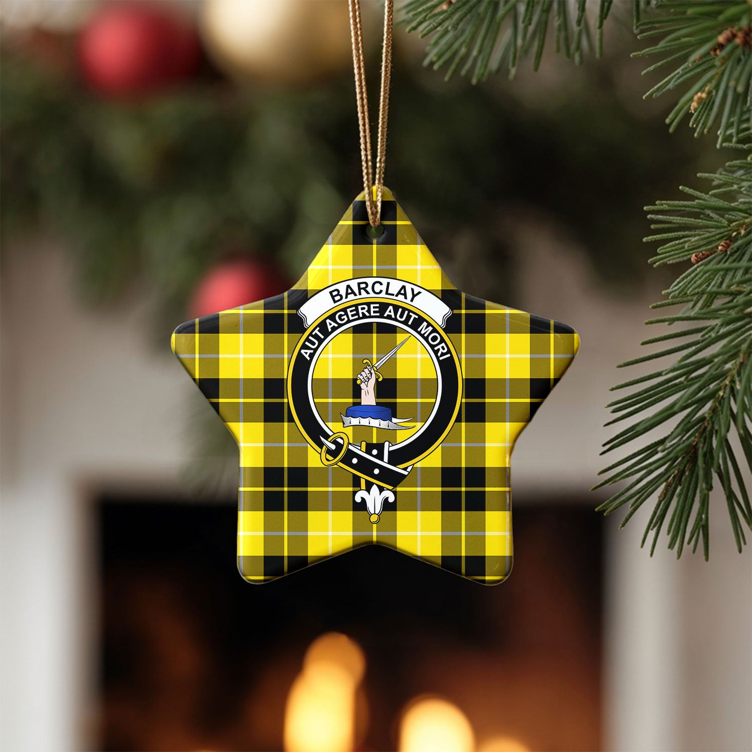Barclay Dress Modern Tartan Crest Christmas Ceramic Ornament