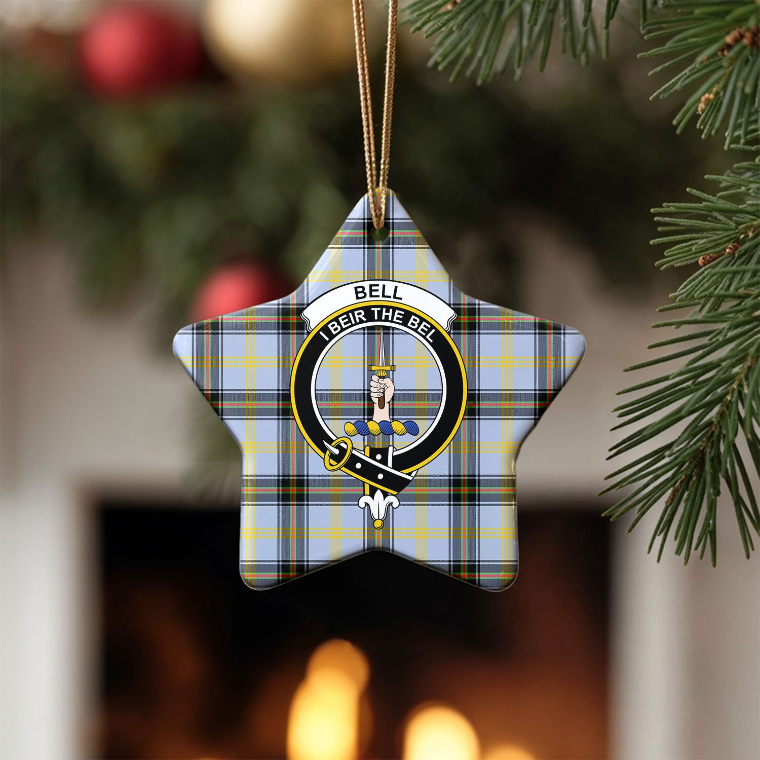 Bell of the Borders Tartan Crest Christmas Ceramic Ornament