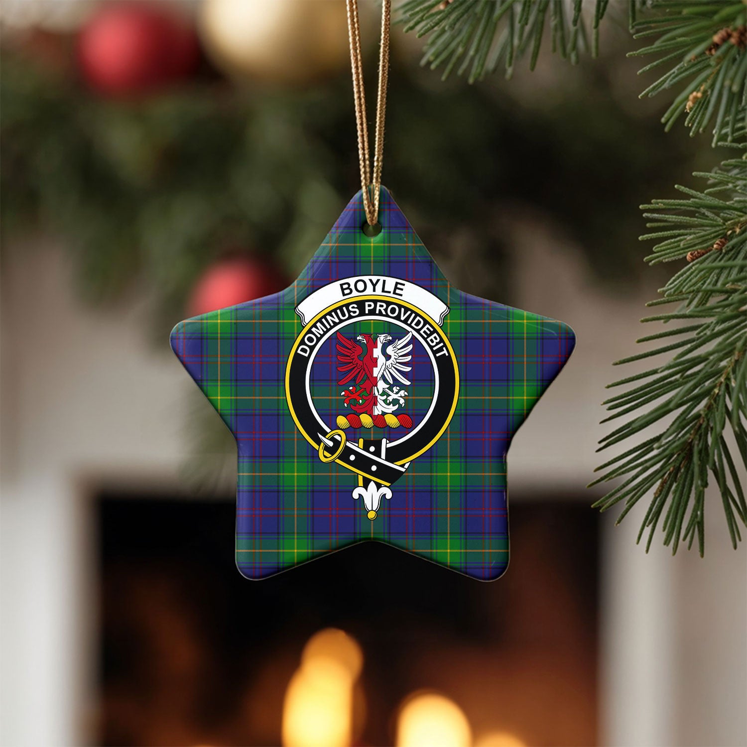 Boyle Tartan Crest Christmas Ceramic Ornament