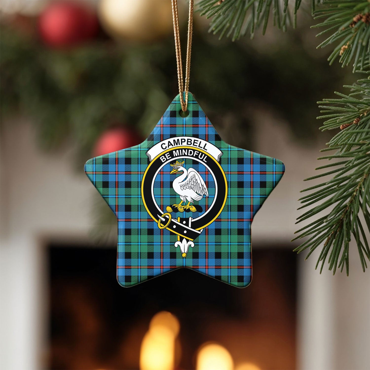 Campbell of Cawdor Ancient Tartan Crest Christmas Ceramic Ornament