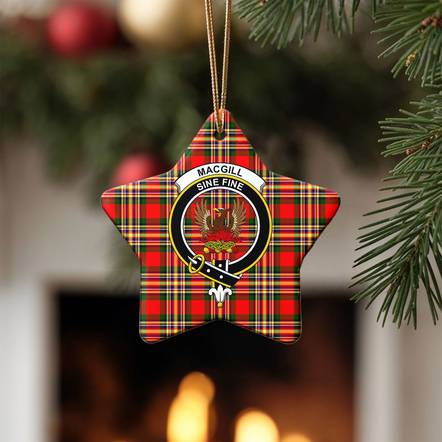 MacGill Modern Tartan Crest Christmas Ceramic Ornament