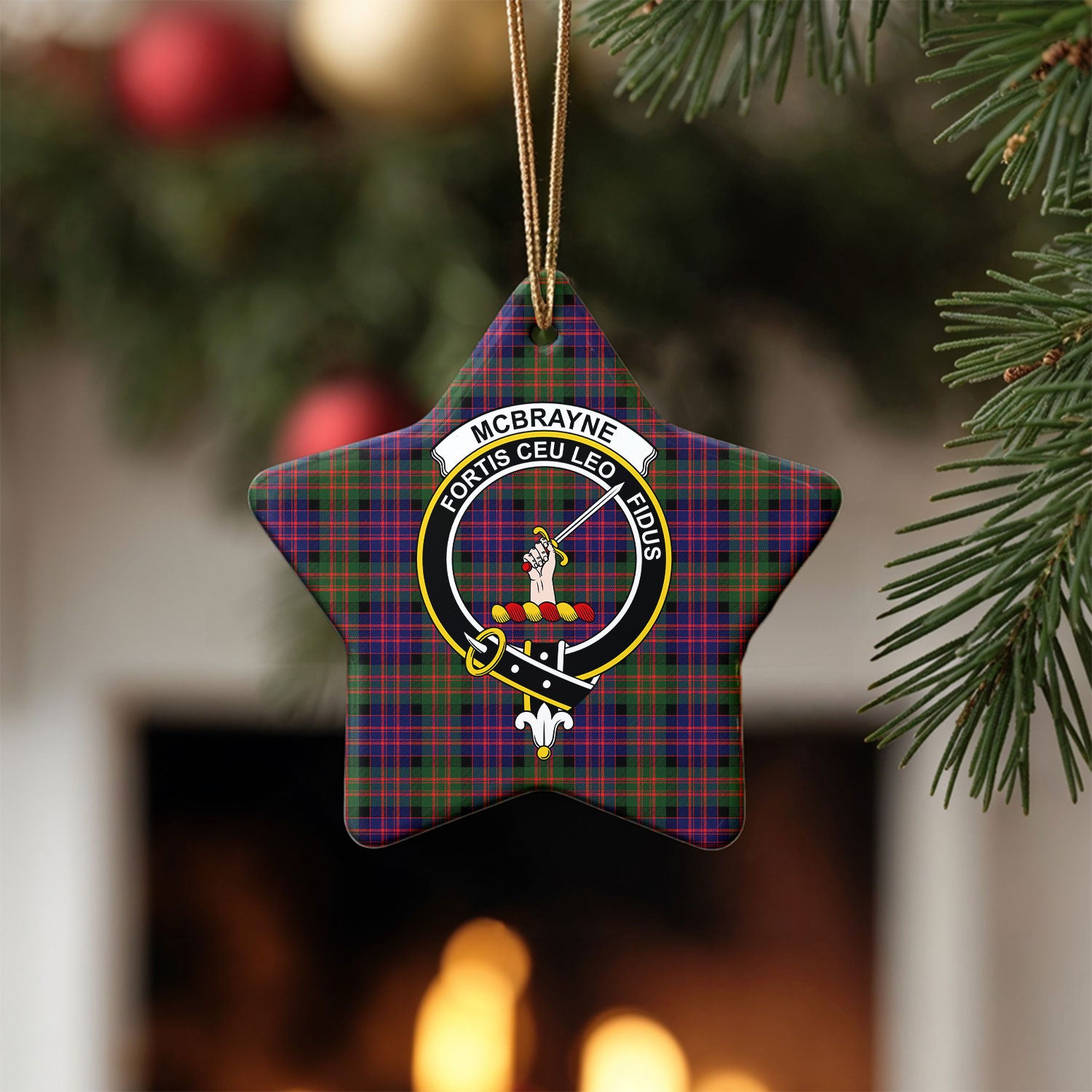 McBrayne Tartan Crest Christmas Ceramic Ornament