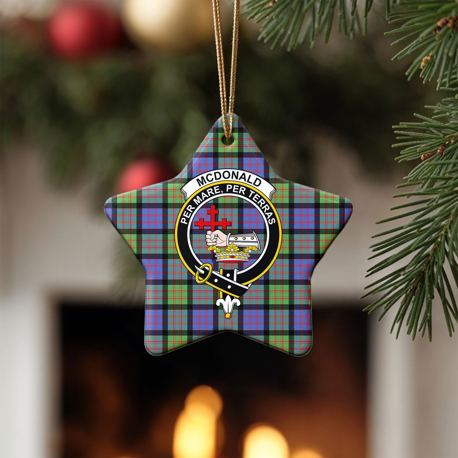McDonald Ancient Tartan Crest Christmas Ceramic Ornament