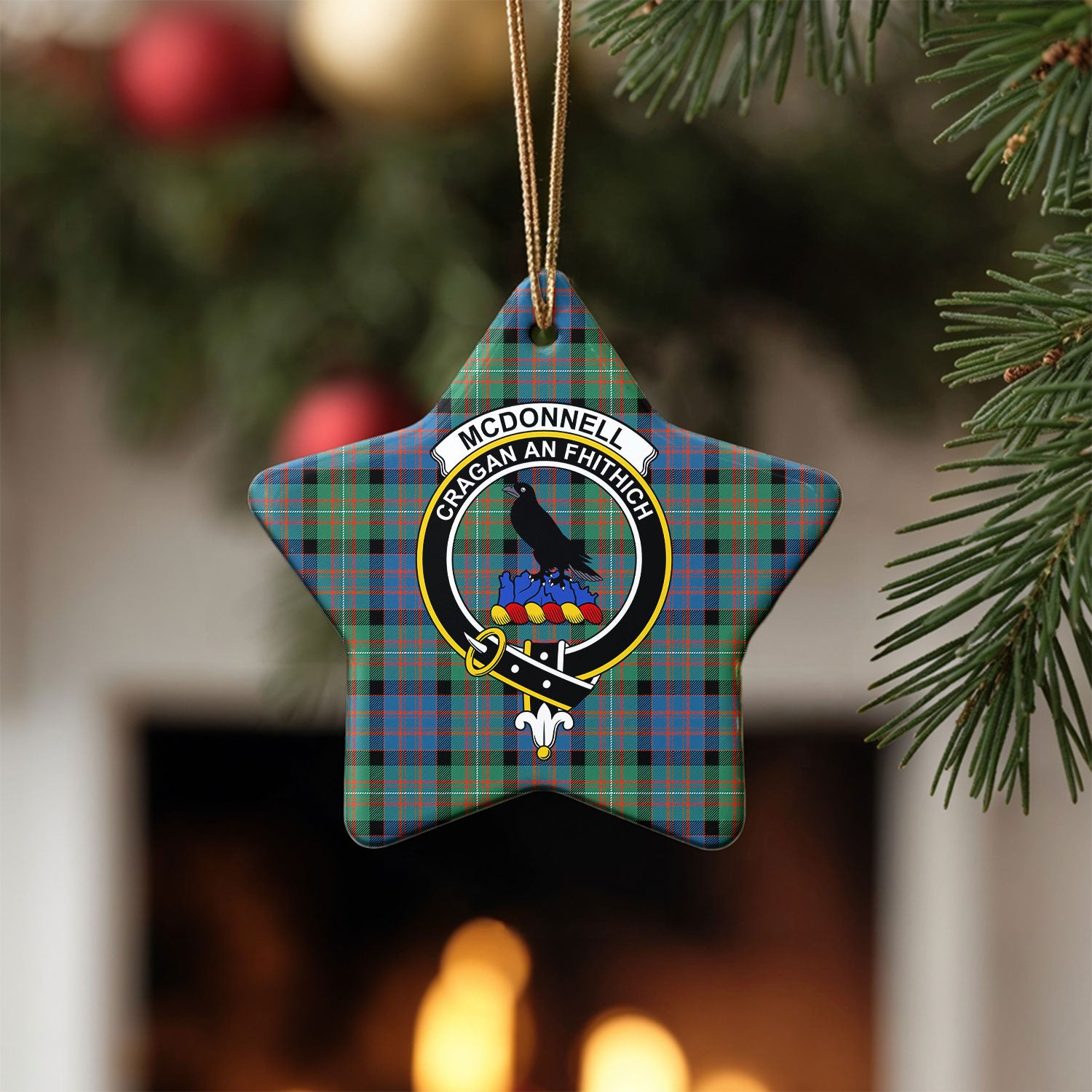 McDonnell of Glengarry Ancient Tartan Crest Christmas Ceramic Ornament