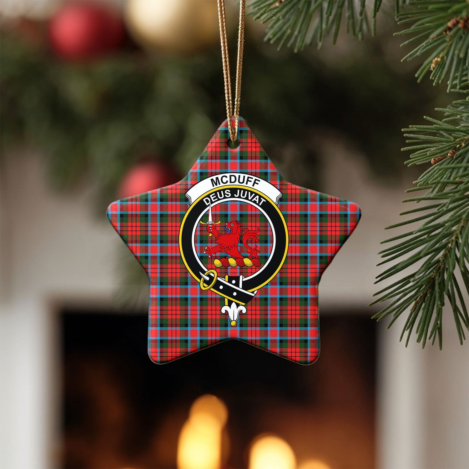 McDuff Modern Tartan Crest Christmas Ceramic Ornament