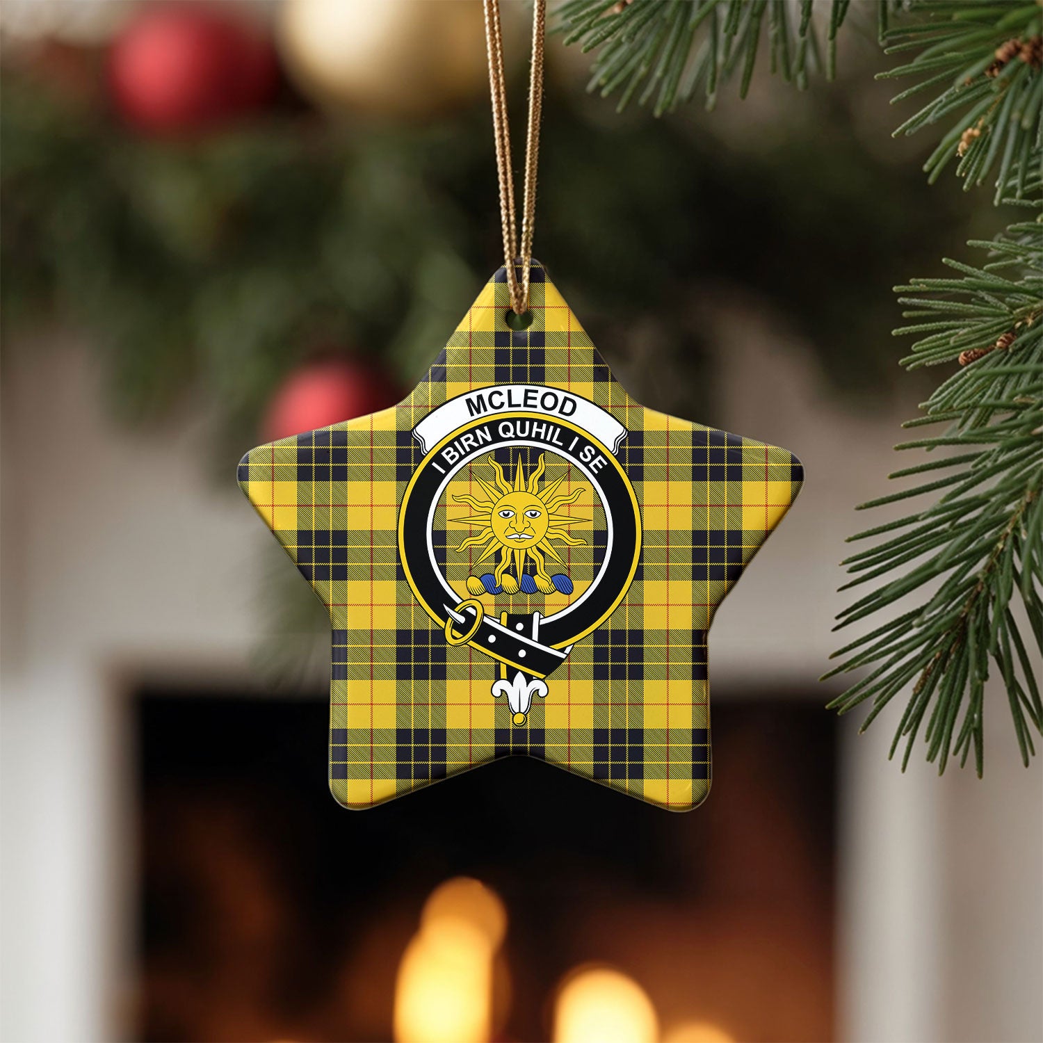 McLeod of Lewis Ancient Tartan Crest Christmas Ceramic Ornament