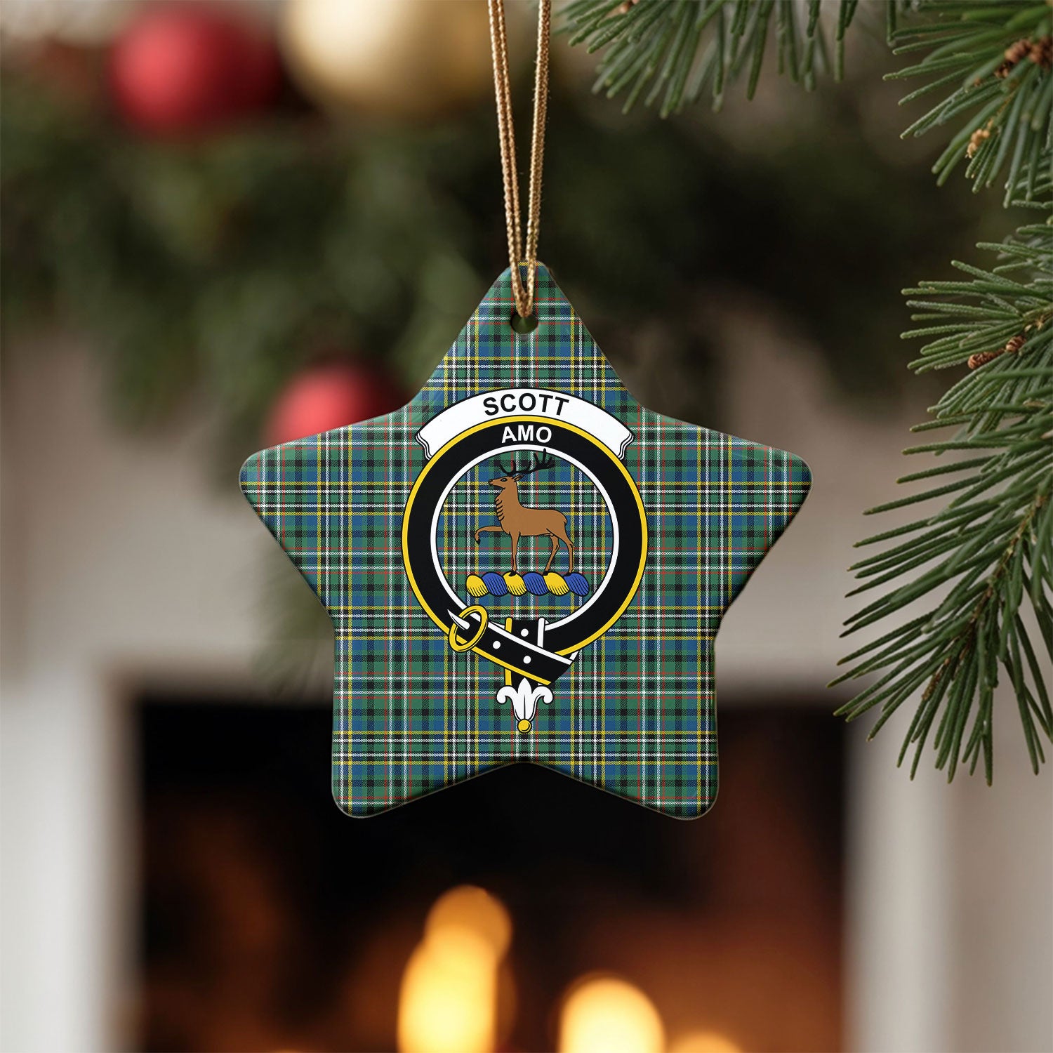 Scott Green Ancient Tartan Crest Christmas Ceramic Ornament