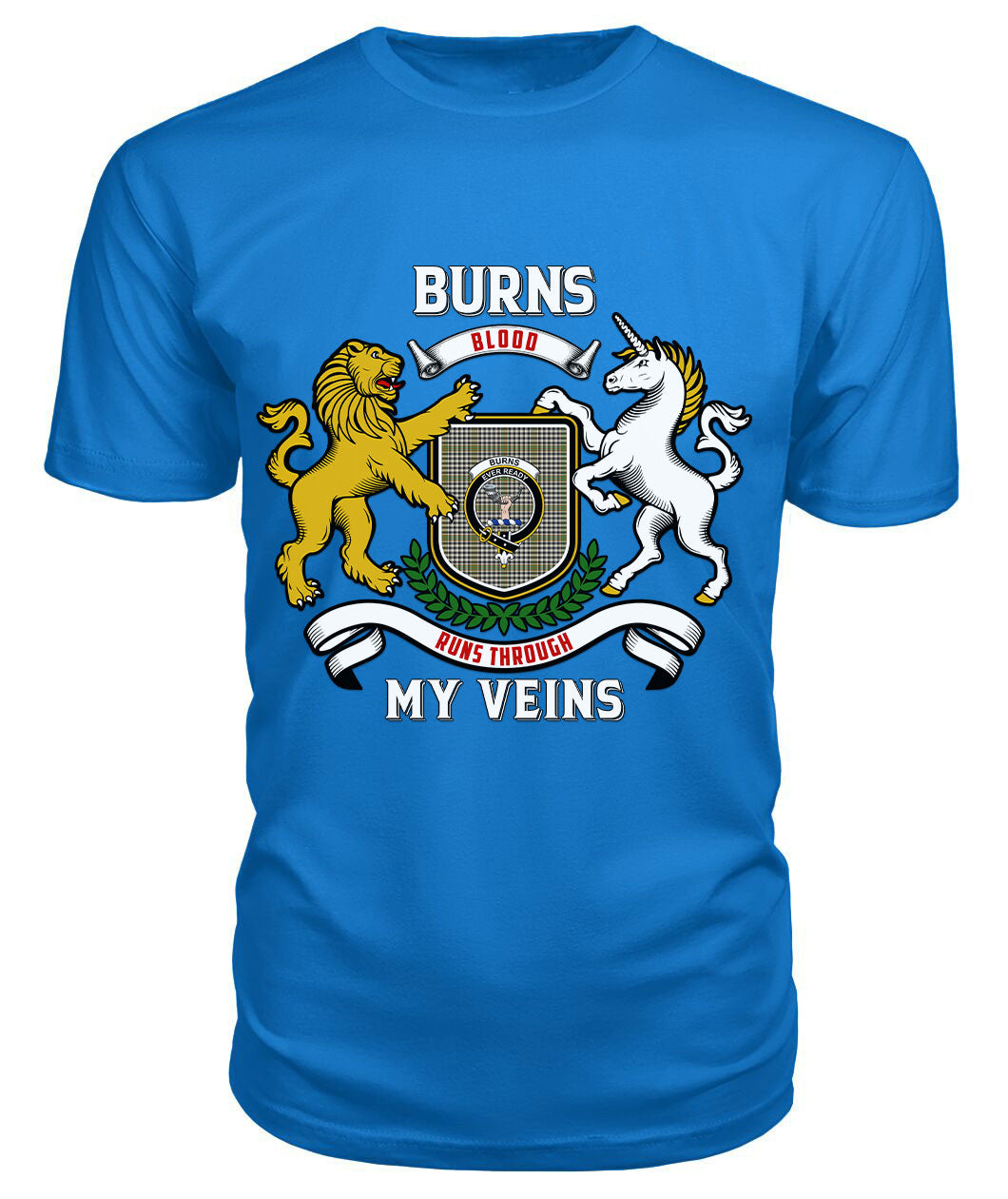 Burns Tartan Crest 2D T-shirt - Blood Runs Through My Veins Style