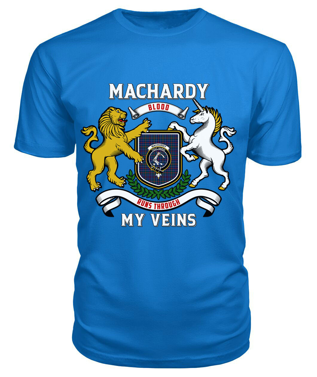 MacHardy Modern Tartan Crest 2D T-shirt - Blood Runs Through My Veins Style