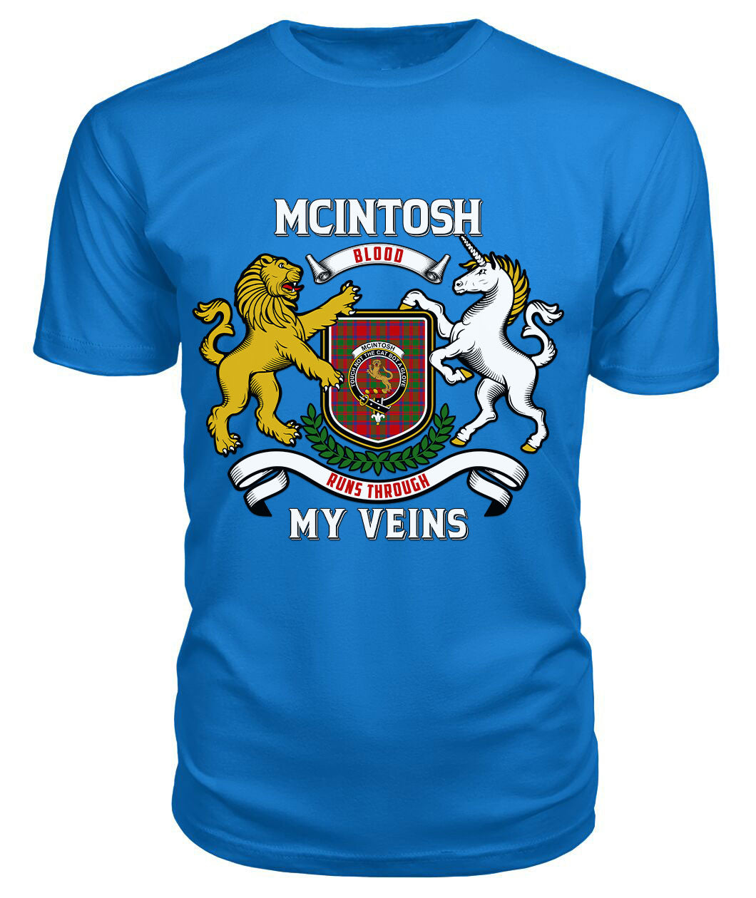 McIntosh Modern Tartan Crest 2D T-shirt - Blood Runs Through My Veins Style