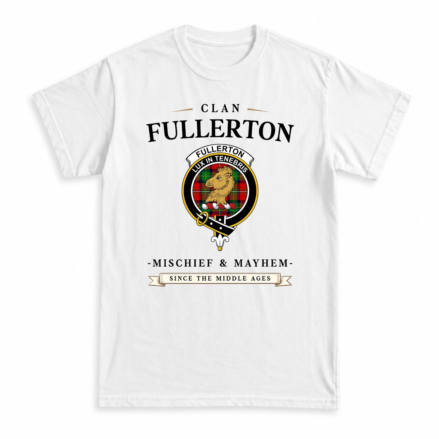 Fullerton Tartan Crest Mischief and Mayhem T-shirt