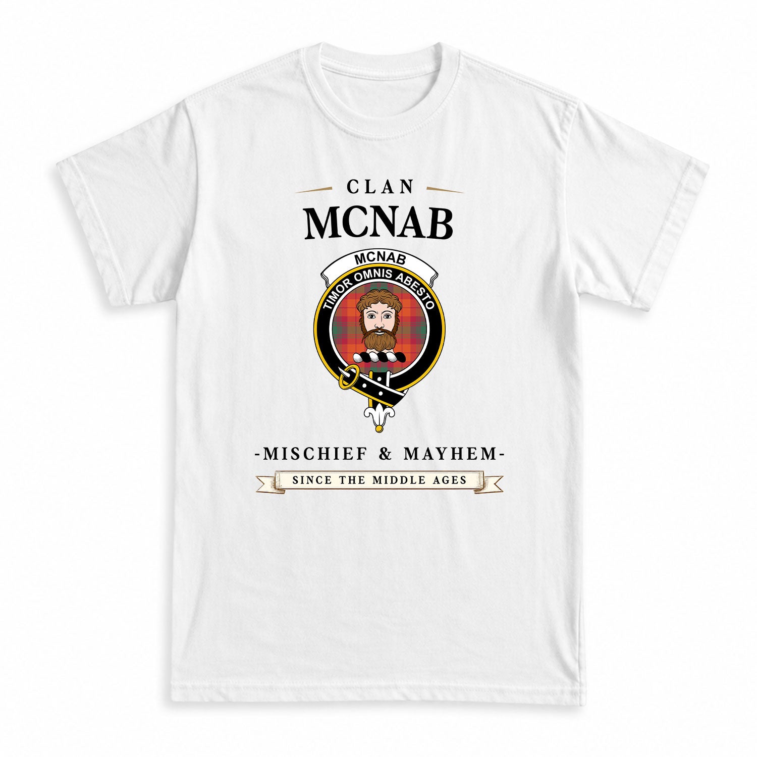 McNab Ancient Tartan Crest Mischief and Mayhem T-shirt