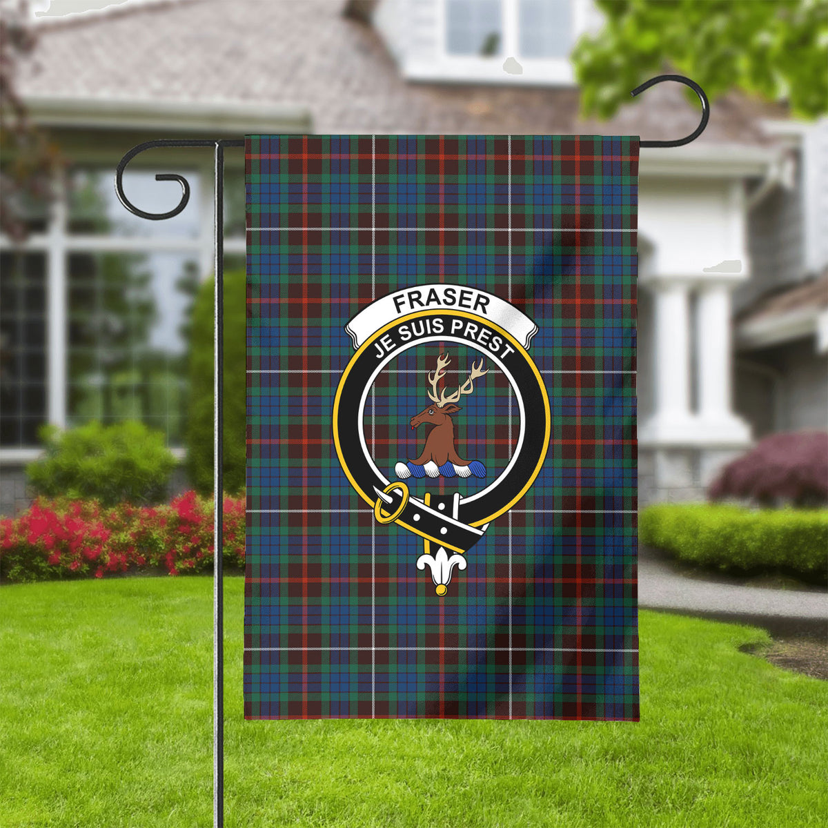 Fraser (of Lovat) Hunting Ancient Tartan Crest Garden Flag
