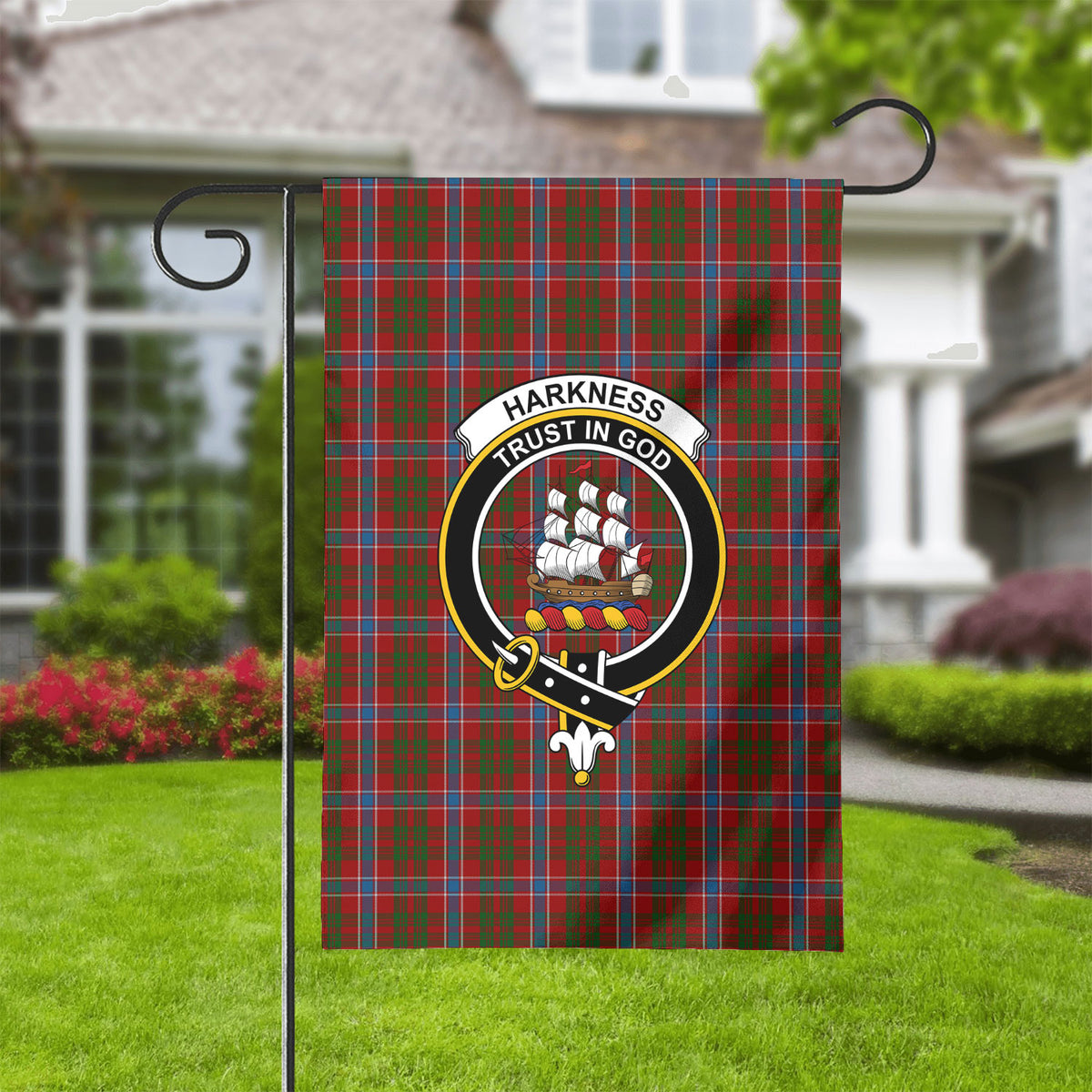Harkness Dress Tartan Crest Garden Flag