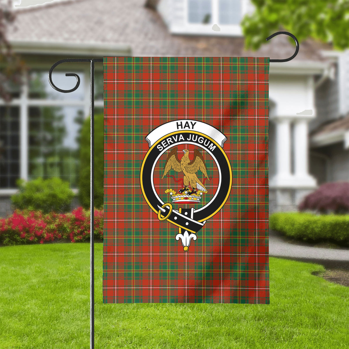 Hay Ancient Tartan Crest Garden Flag