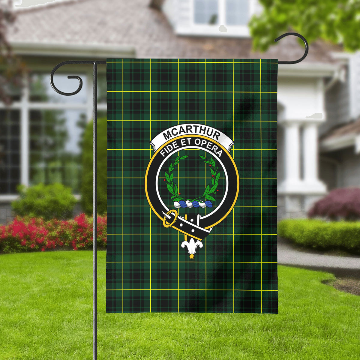 McArthur Modern Tartan Crest Garden Flag
