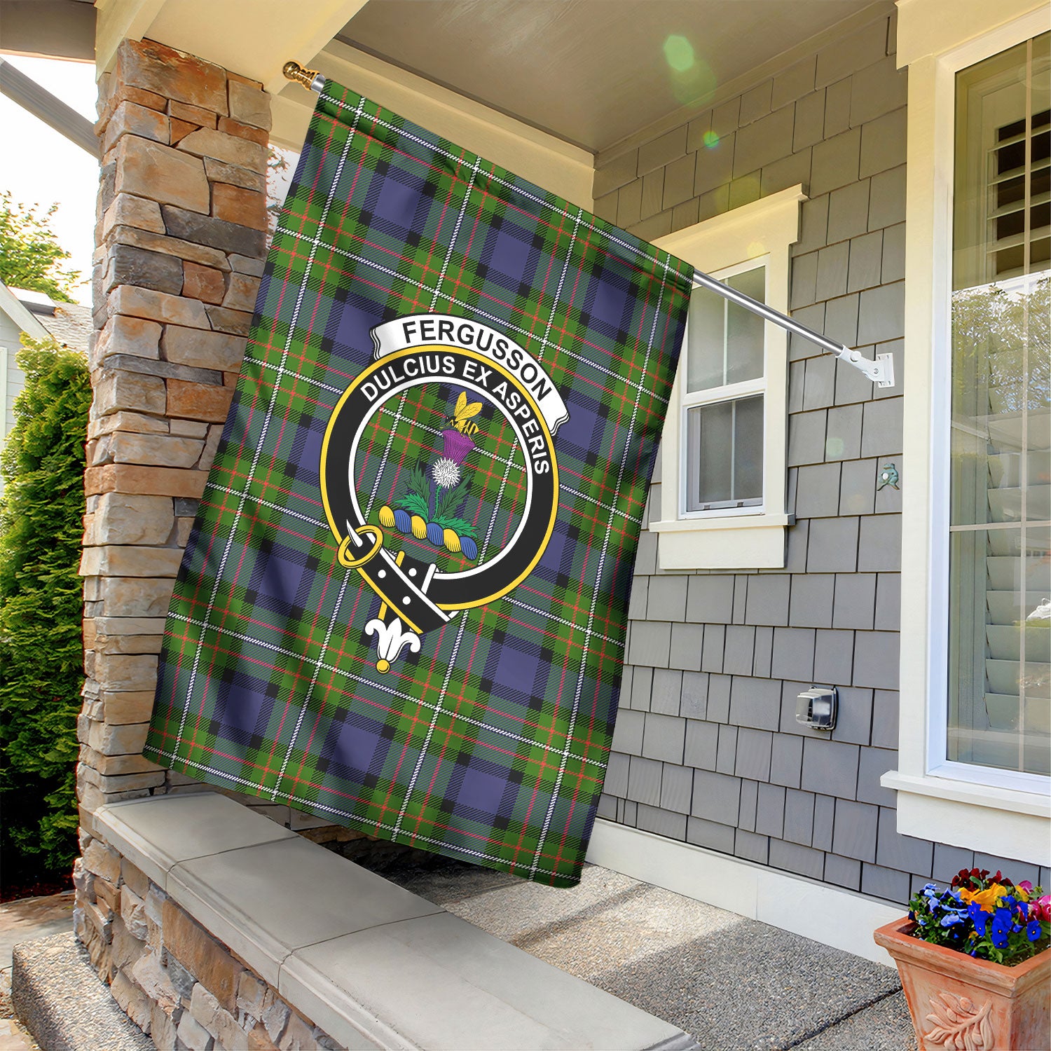 Fergusson Modern Tartan Crest Garden Flag