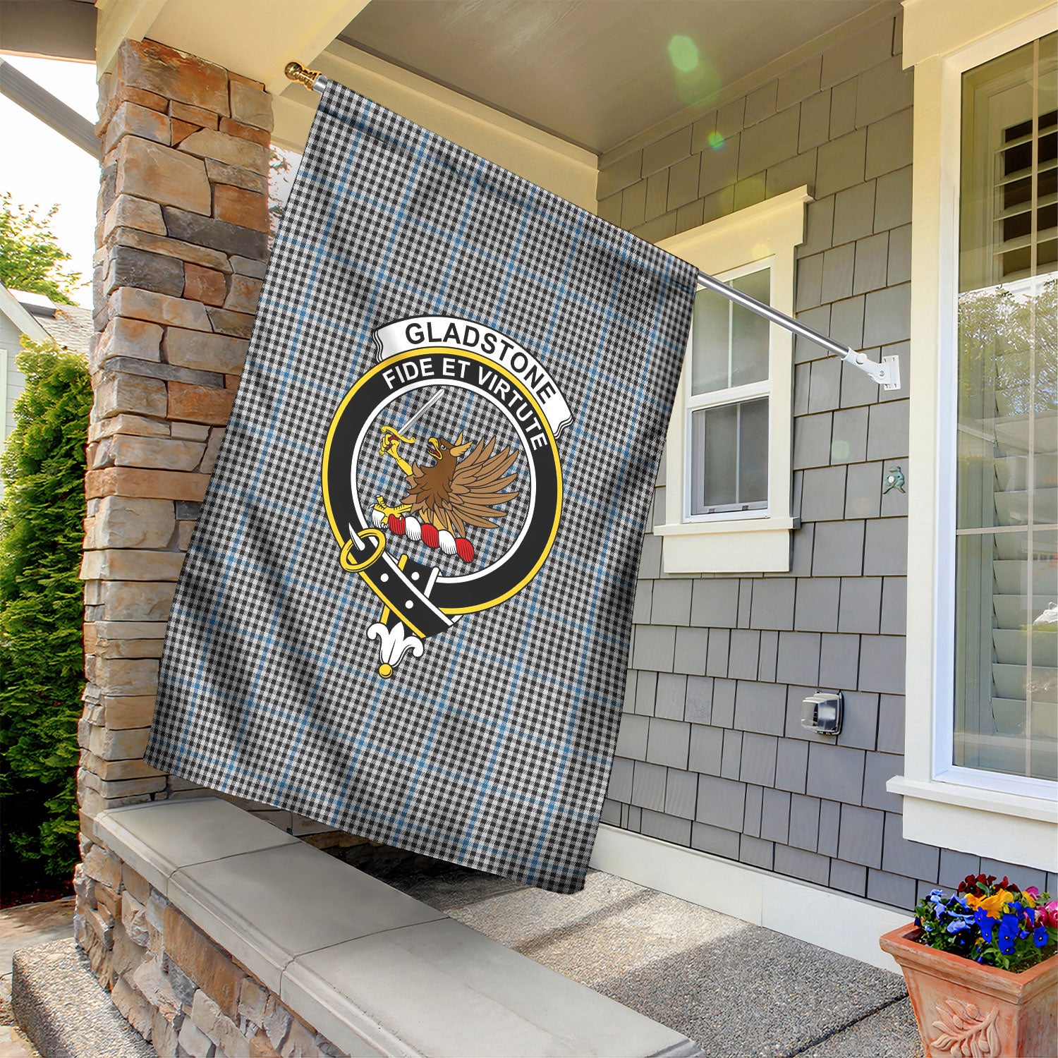 Gladstone Tartan Crest Garden Flag
