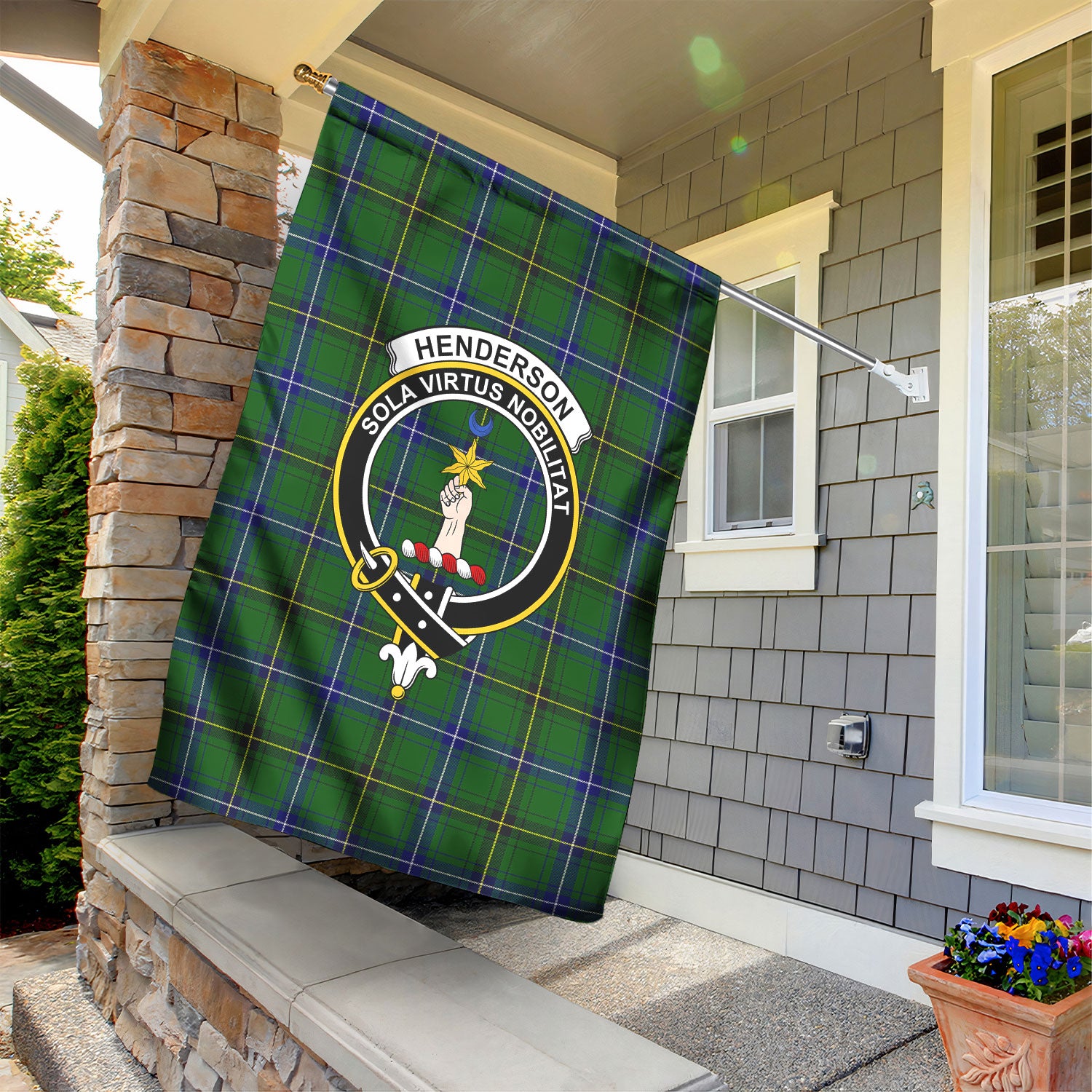 Henderson Modern Tartan Crest Garden Flag