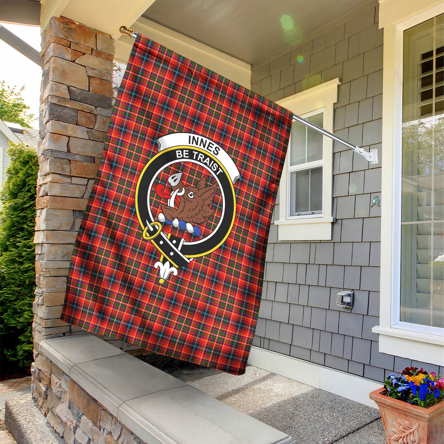 Innes Modern Tartan Crest Garden Flag