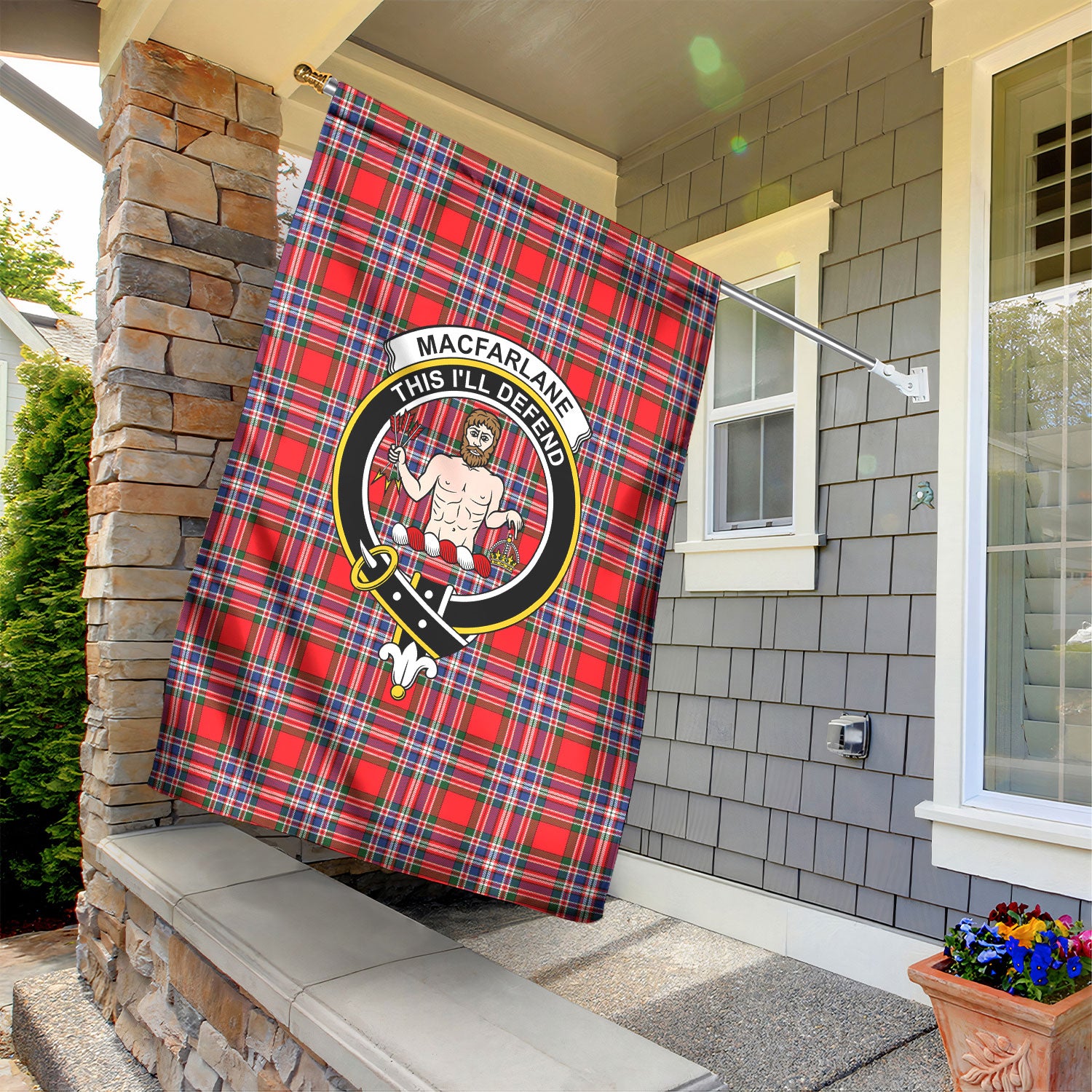 MacFarlane Modern Tartan Crest Garden Flag