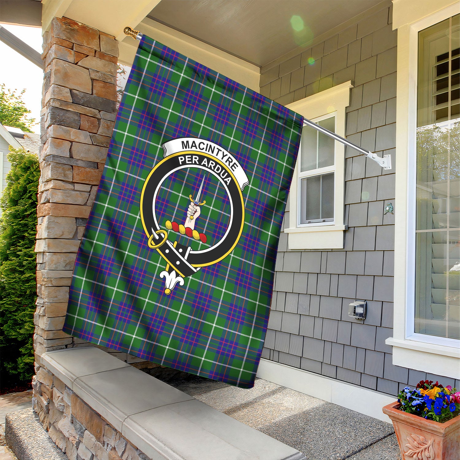 MacIntyre Hunting Modern Tartan Crest Garden Flag