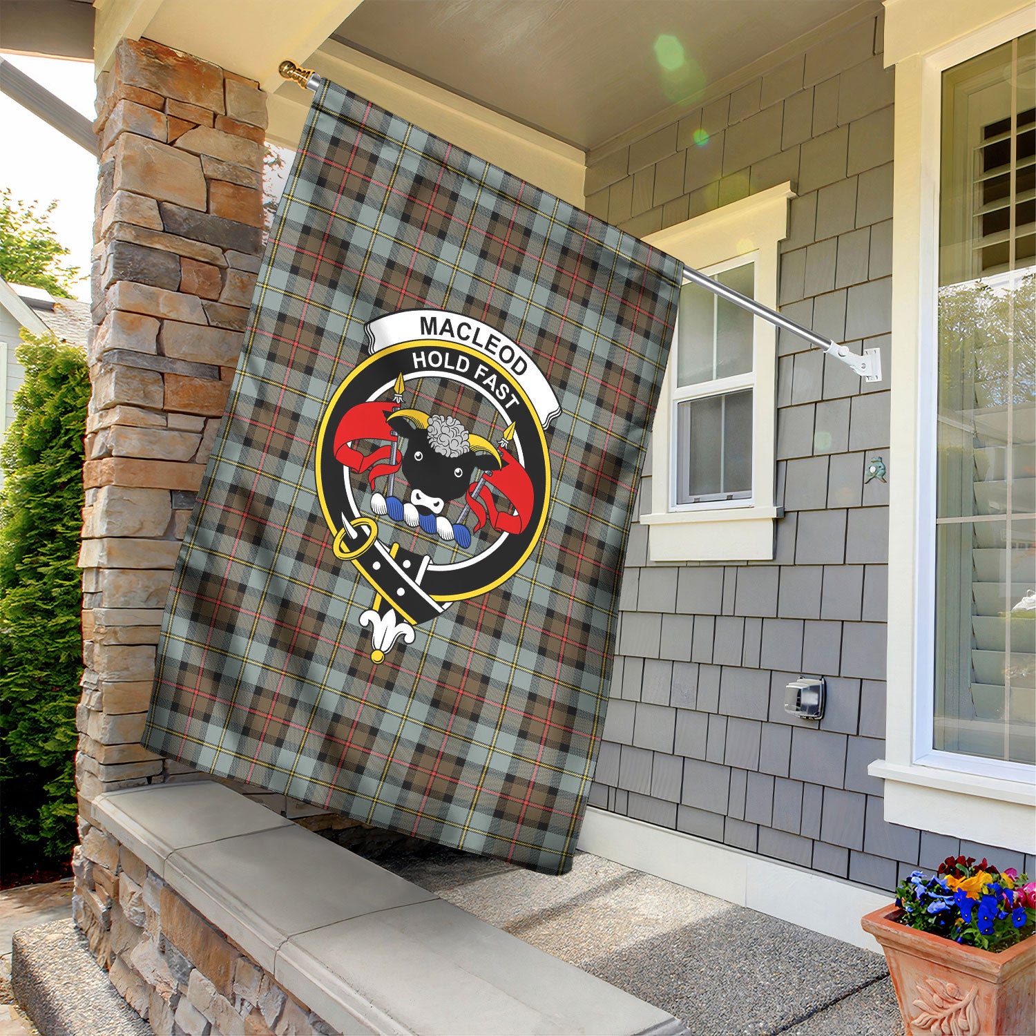 MacLeod of Harris Weathered Tartan Crest Garden Flag