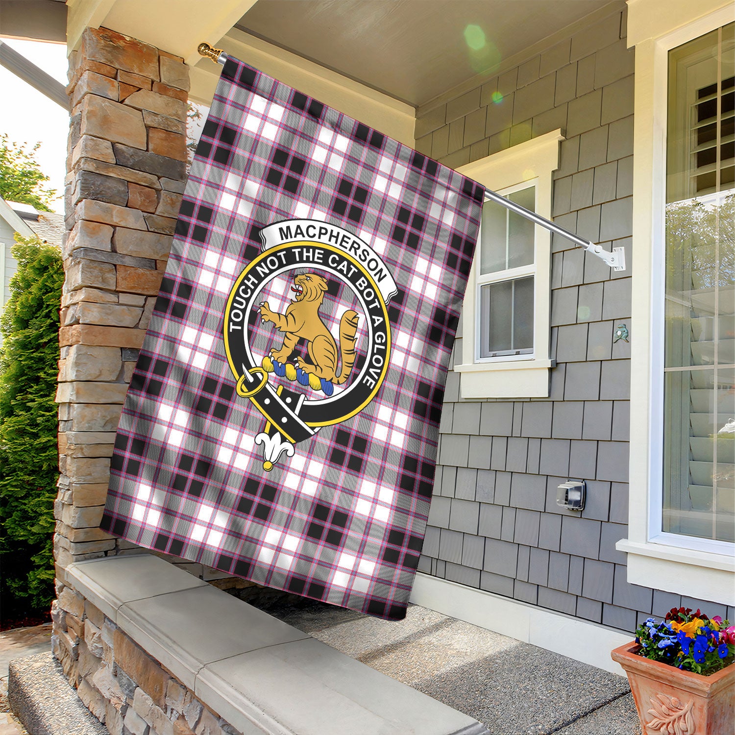 MacPherson Hunting Modern Tartan Crest Garden Flag