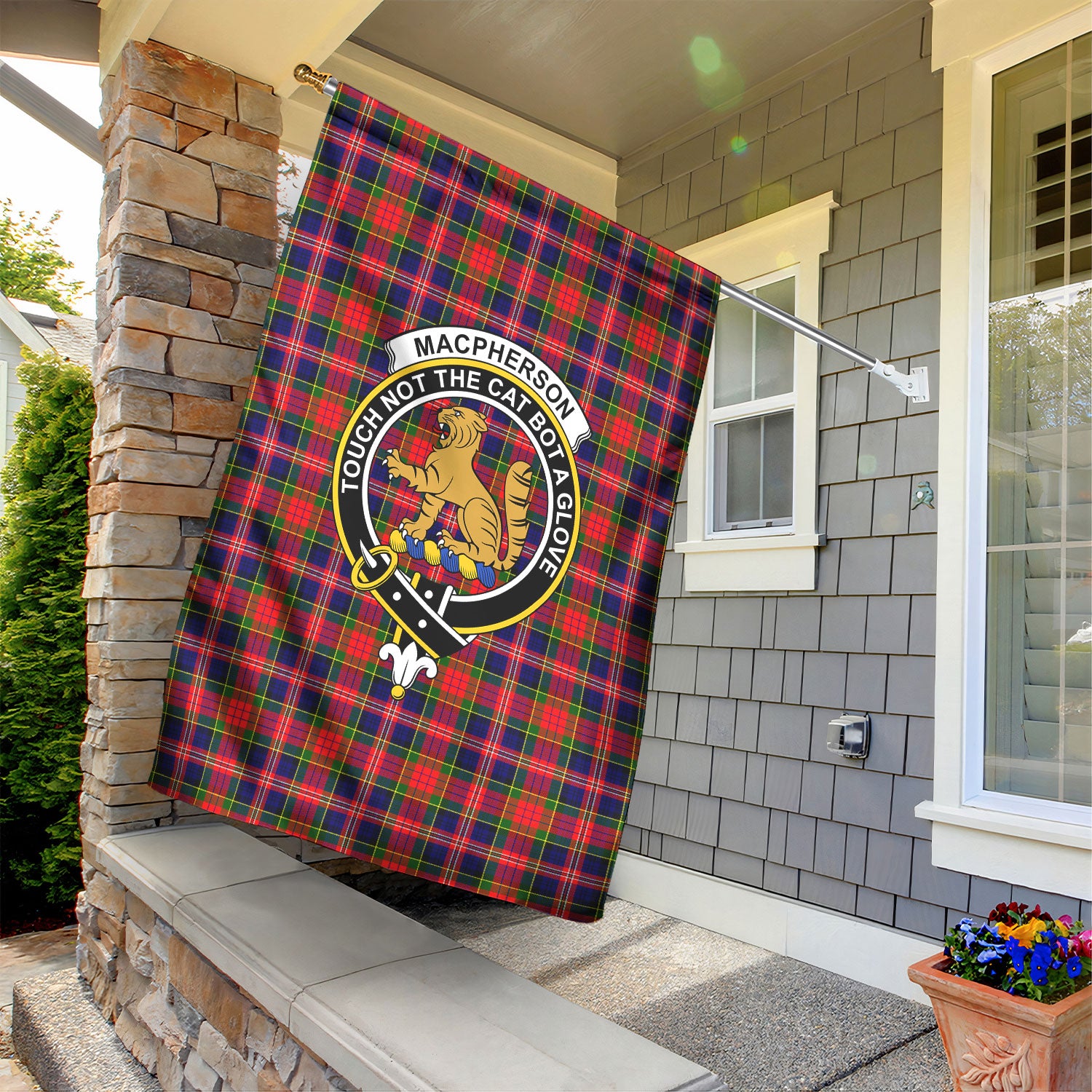 MacPherson Modern Tartan Crest Garden Flag