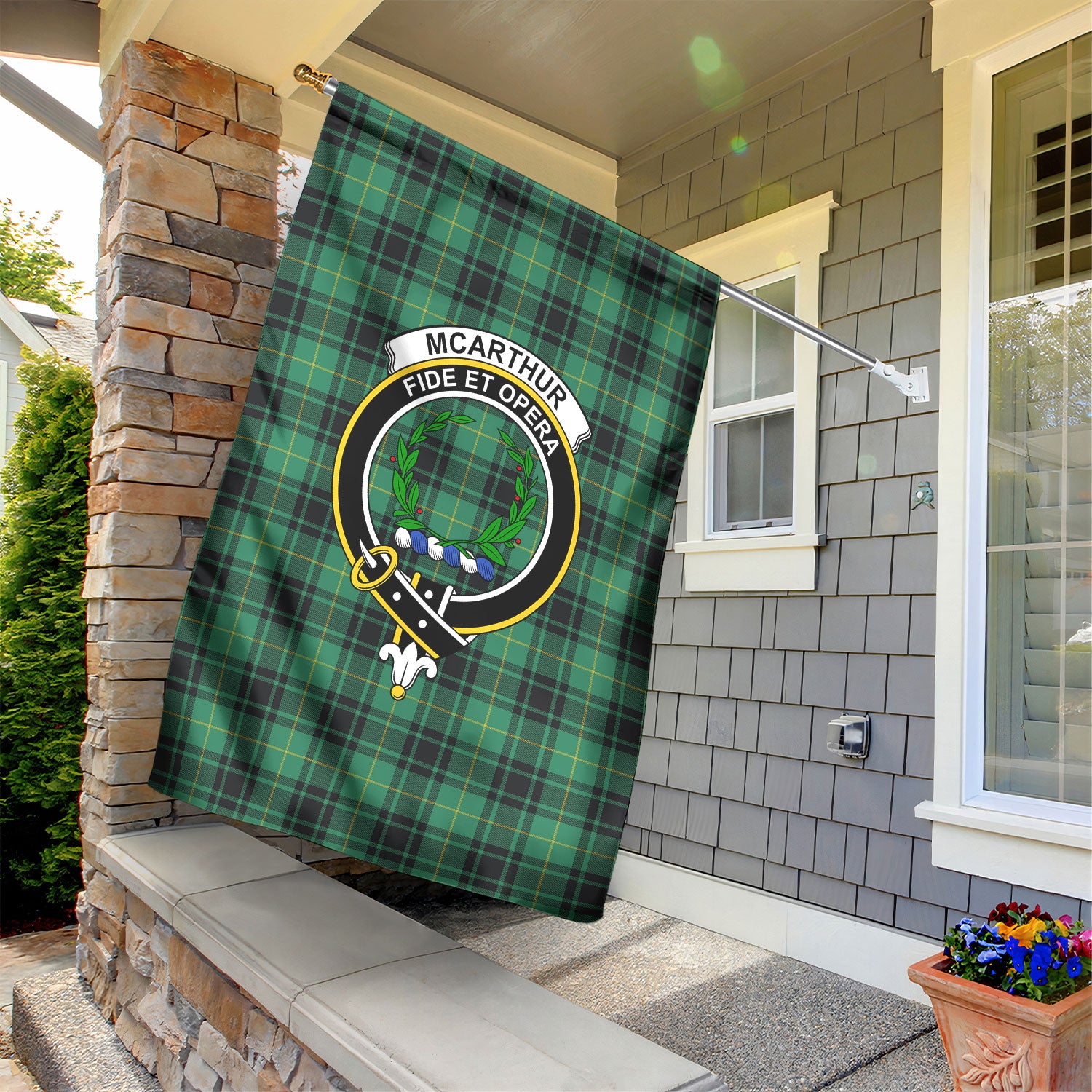 McArthur Ancient Tartan Crest Garden Flag