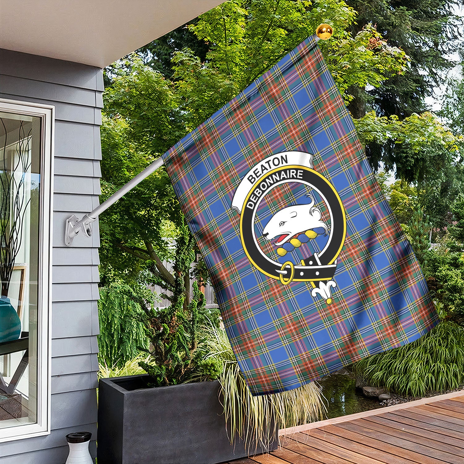 Beaton Ancient Tartan Crest Garden Flag