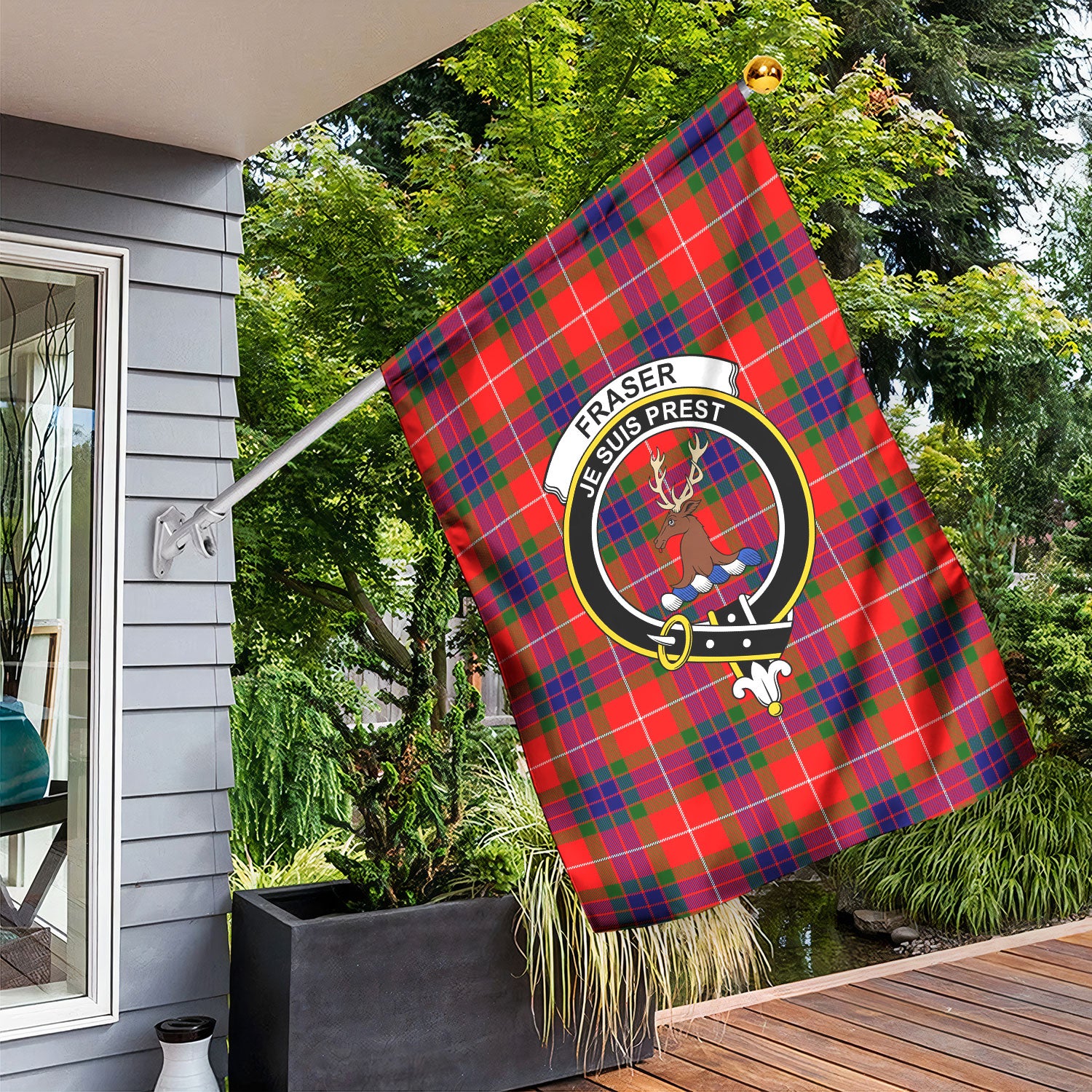 Fraser (of Lovat) Modern Tartan Crest Garden Flag