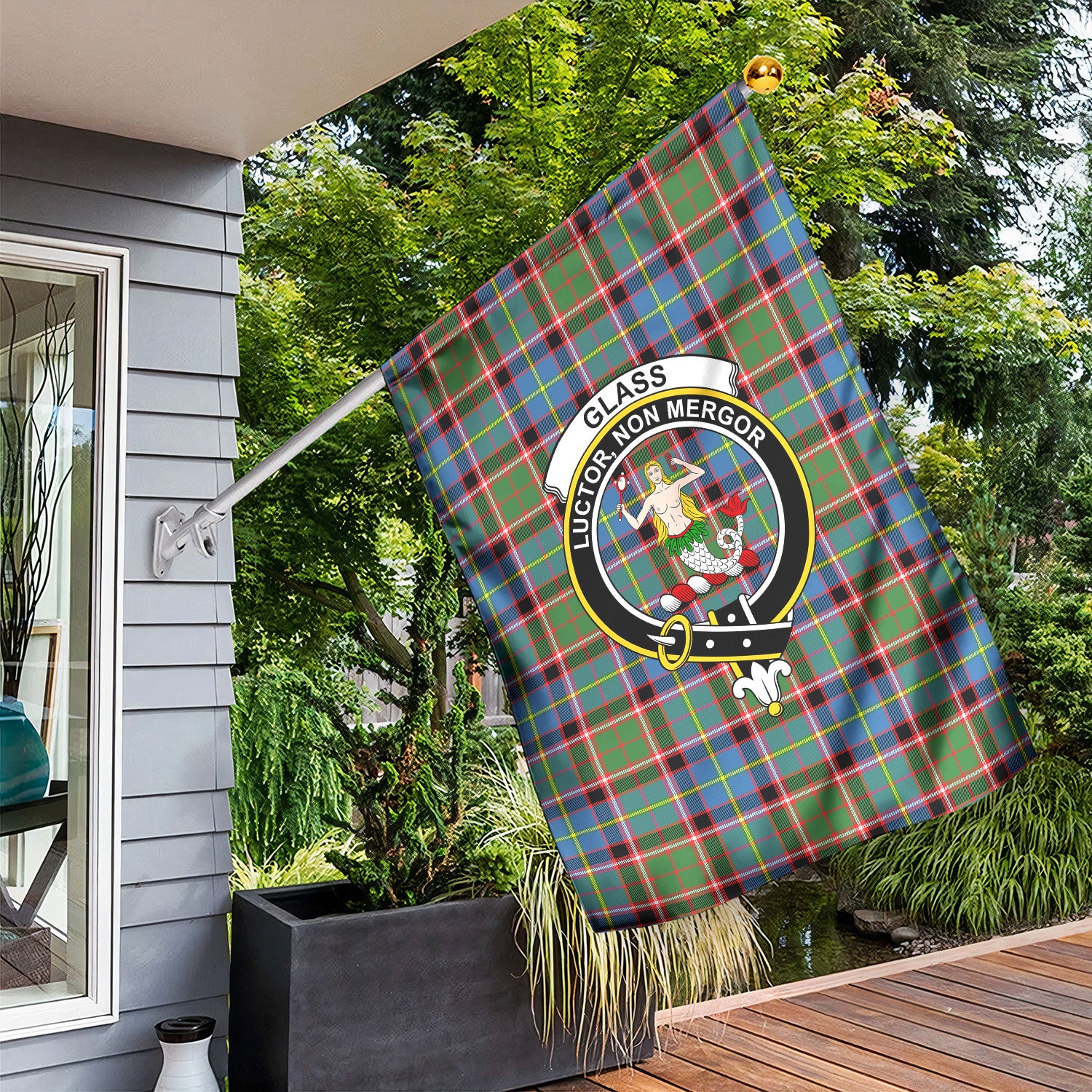 Glass Tartan Crest Garden Flag