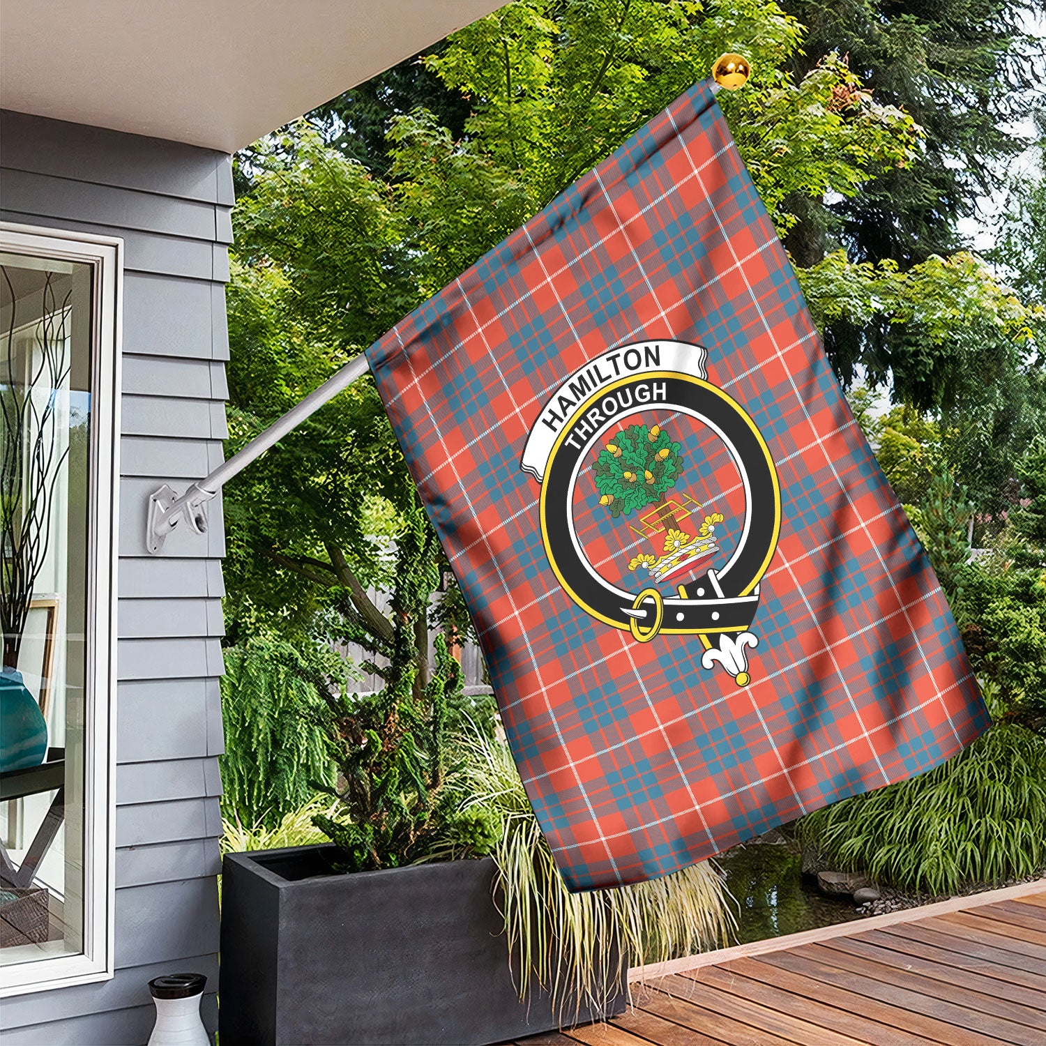 Hamilton Ancient Tartan Crest Garden Flag