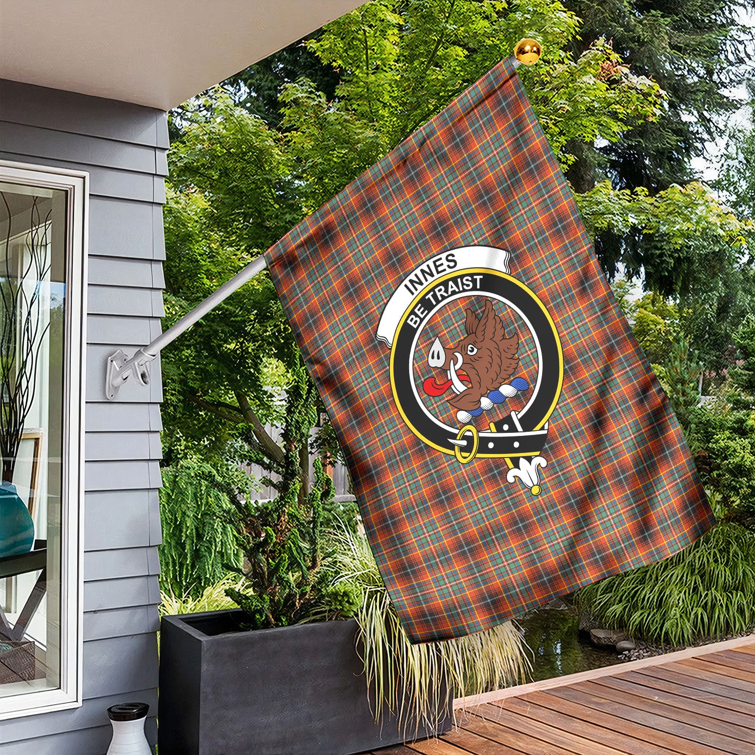 Innes Ancient Tartan Crest Garden Flag