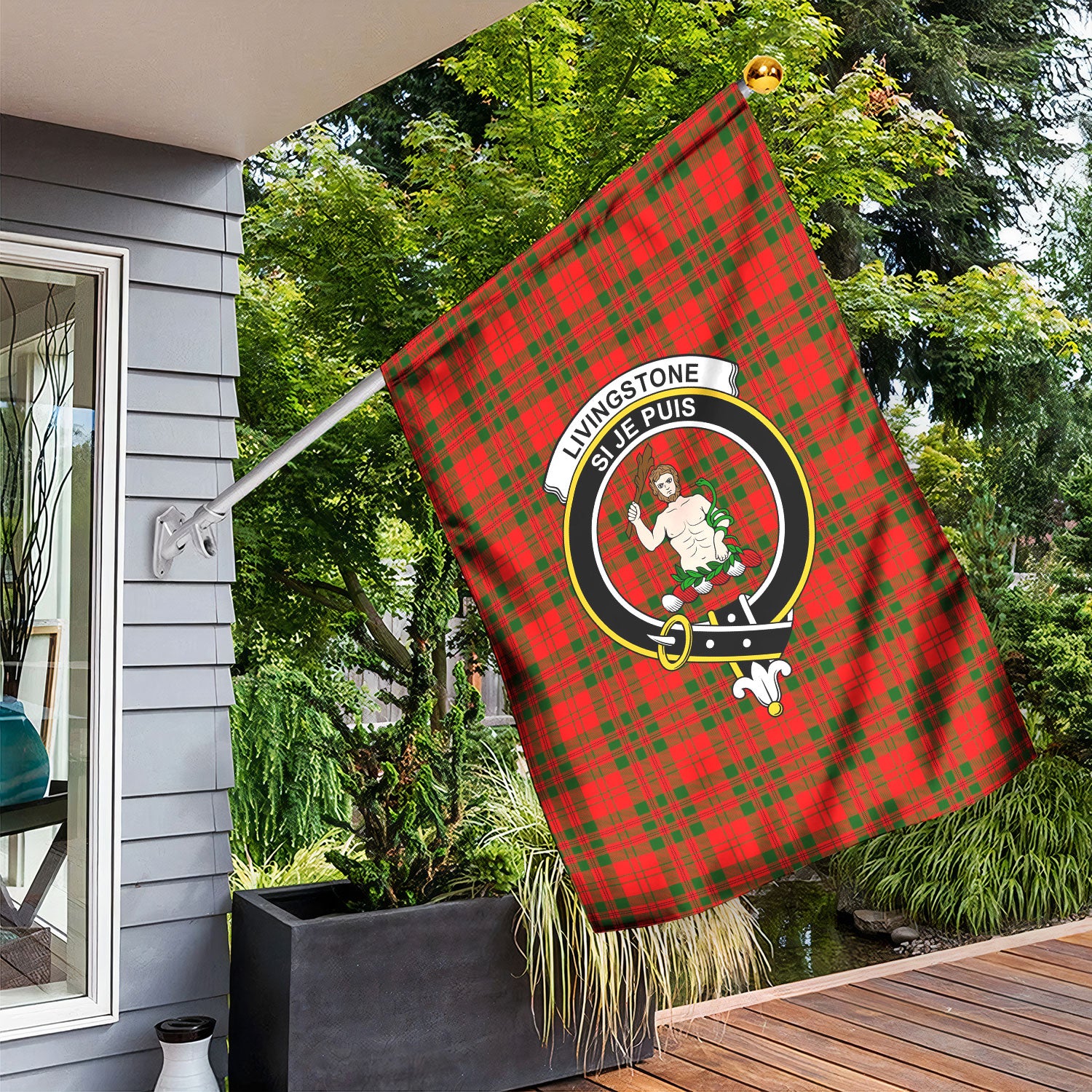 Livingstone Tartan Crest Garden Flag