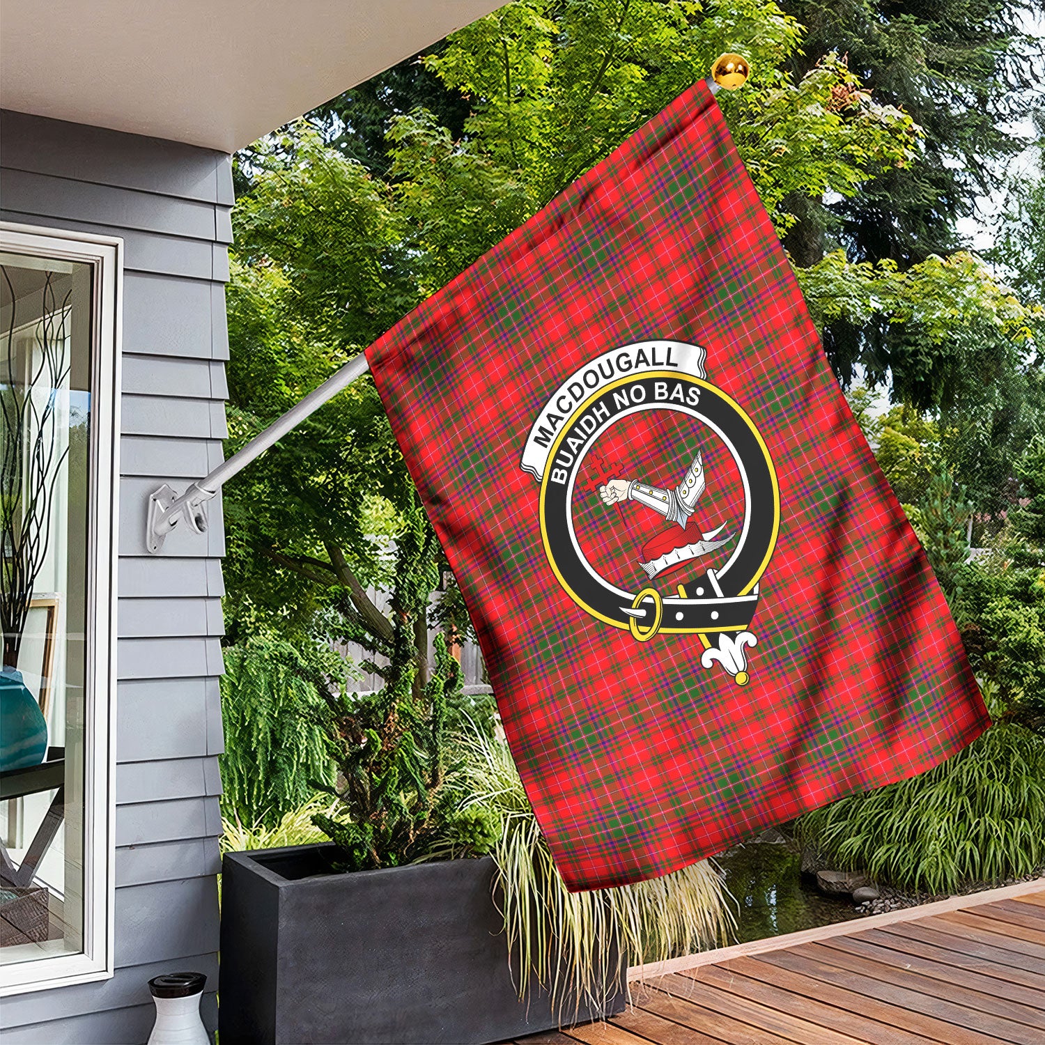 MacDougall Modern Tartan Crest Garden Flag