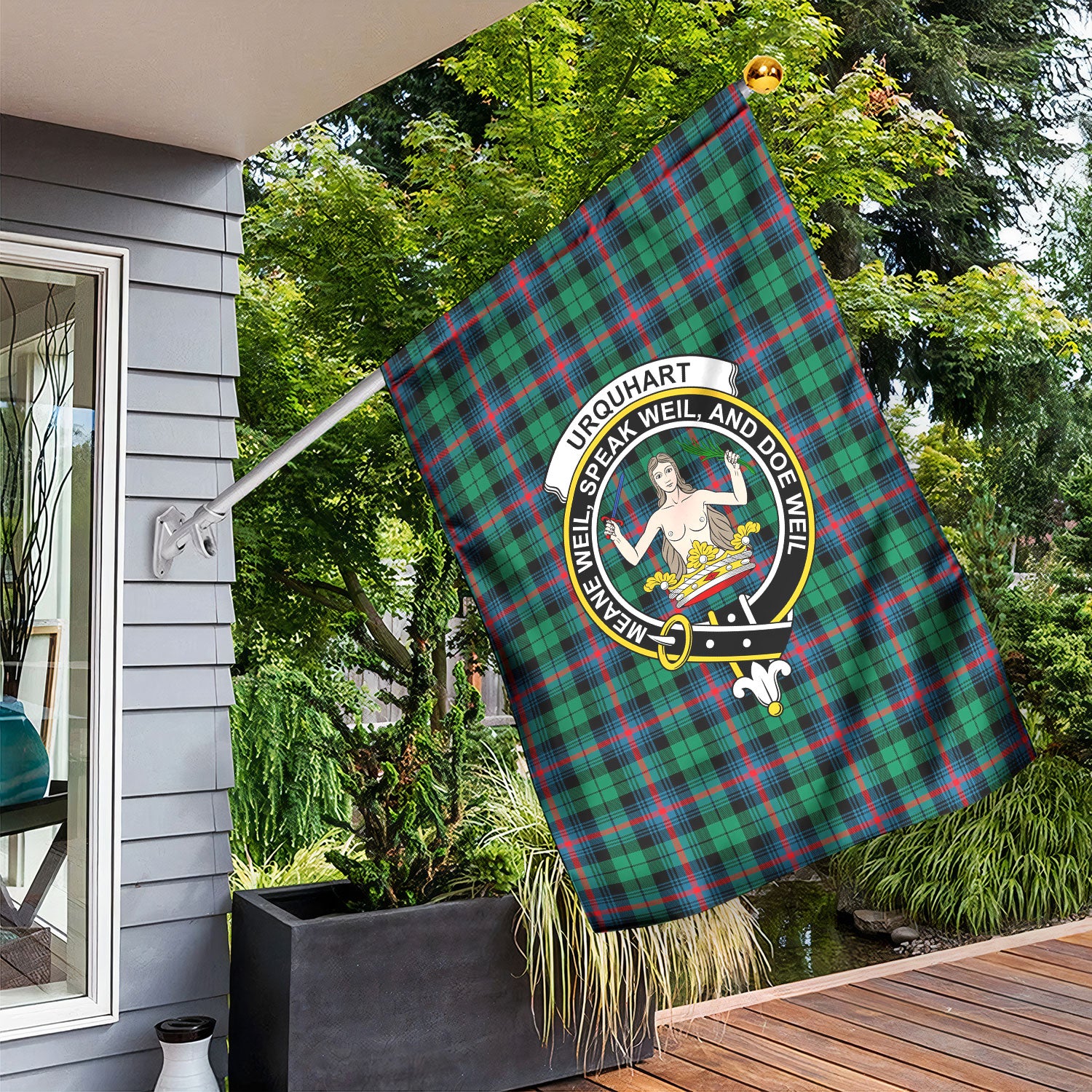 Urquhart Broad Red Ancient Tartan Crest Garden Flag