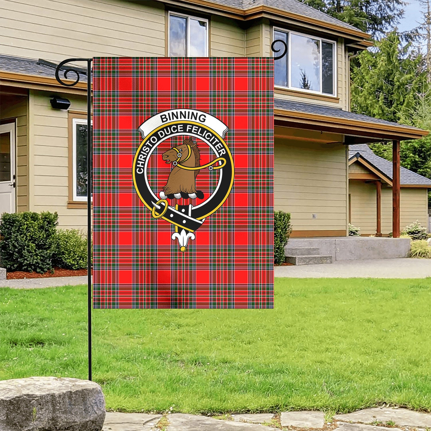 Binning (of Wallifoord) Tartan Crest Garden Flag