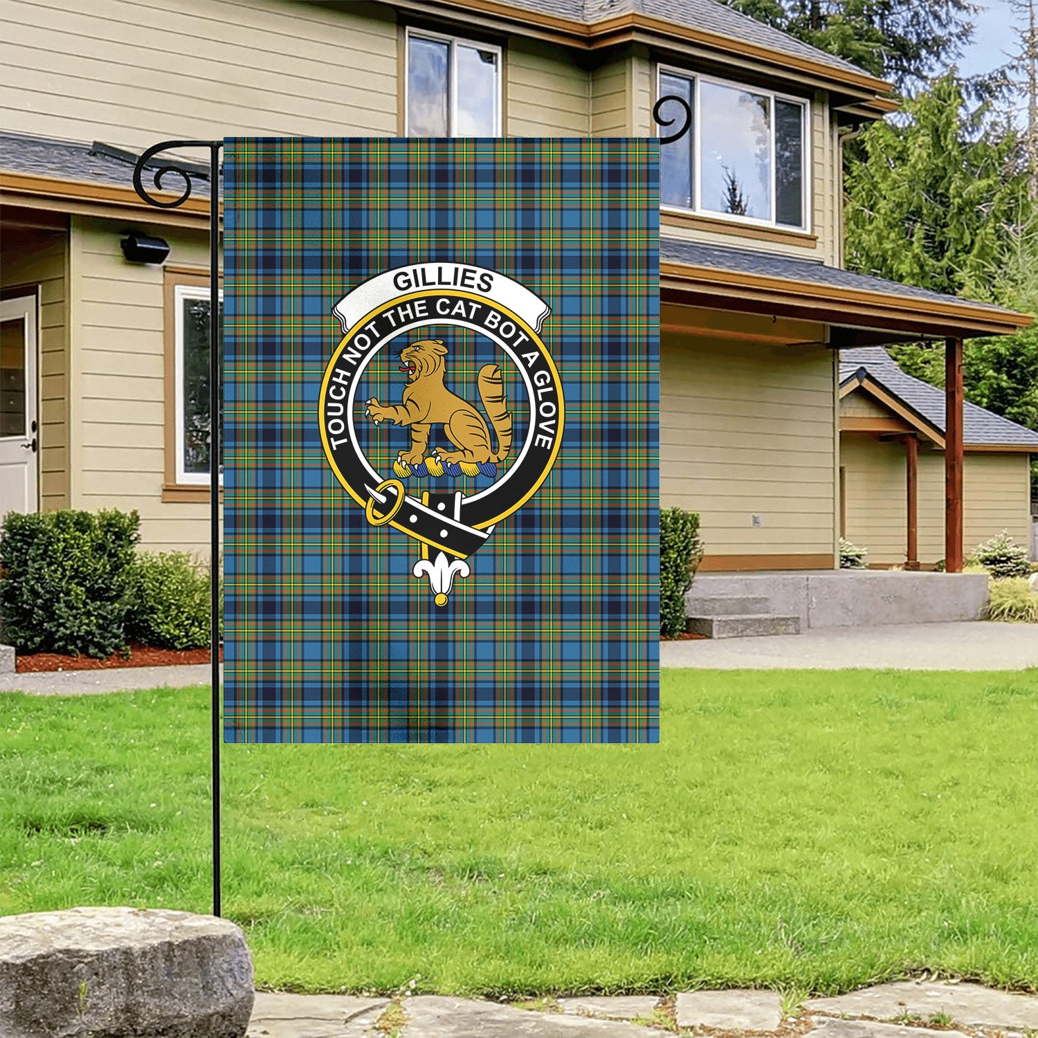 Gillies Ancient Tartan Crest Garden Flag