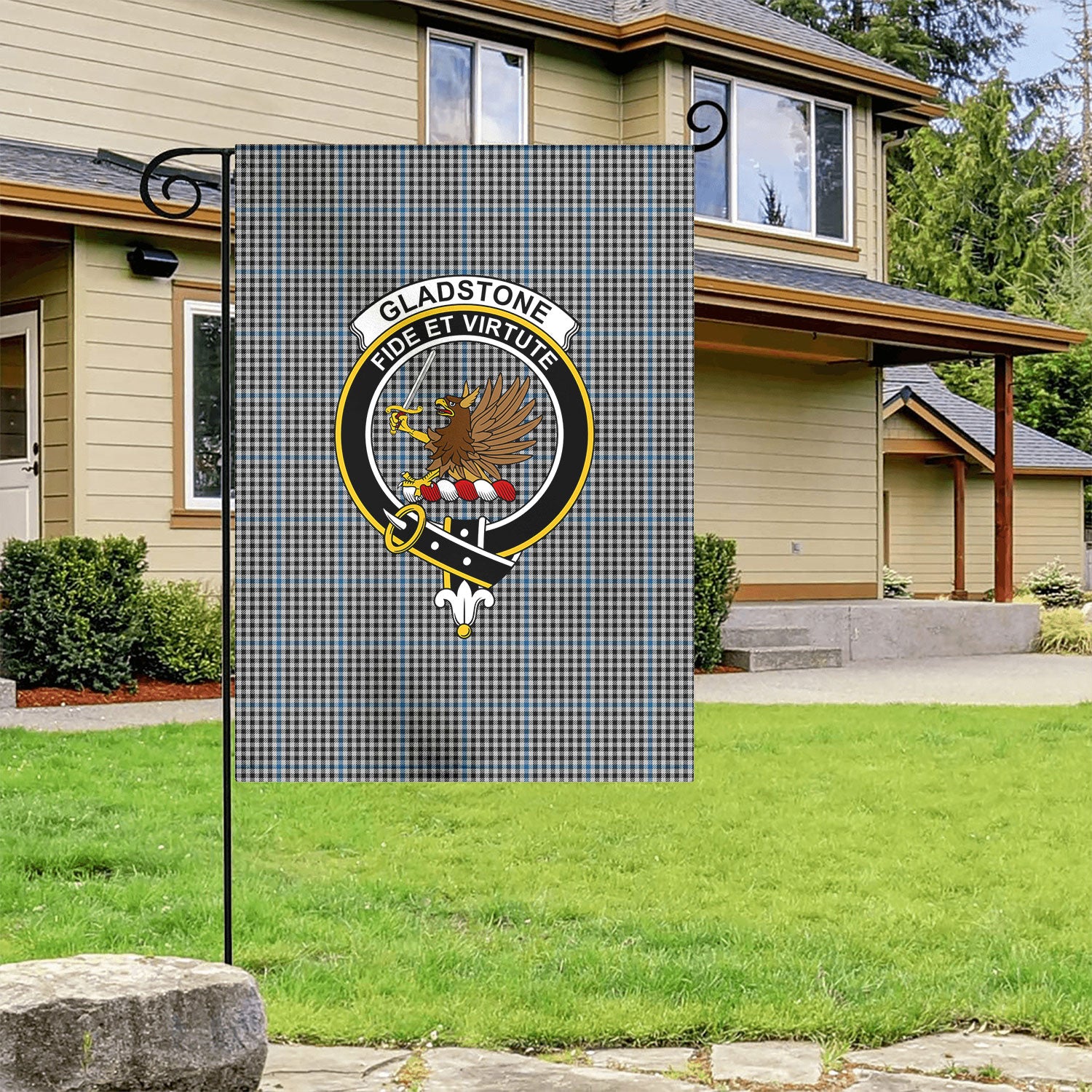 Gladstone Tartan Crest Garden Flag