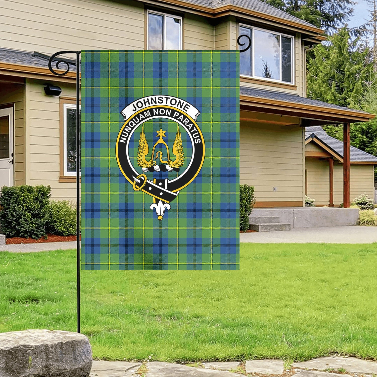 Johnstone Ancient Tartan Crest Garden Flag