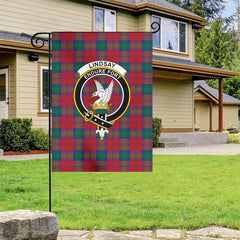 Lindsay Modern Tartan Crest Garden Flag