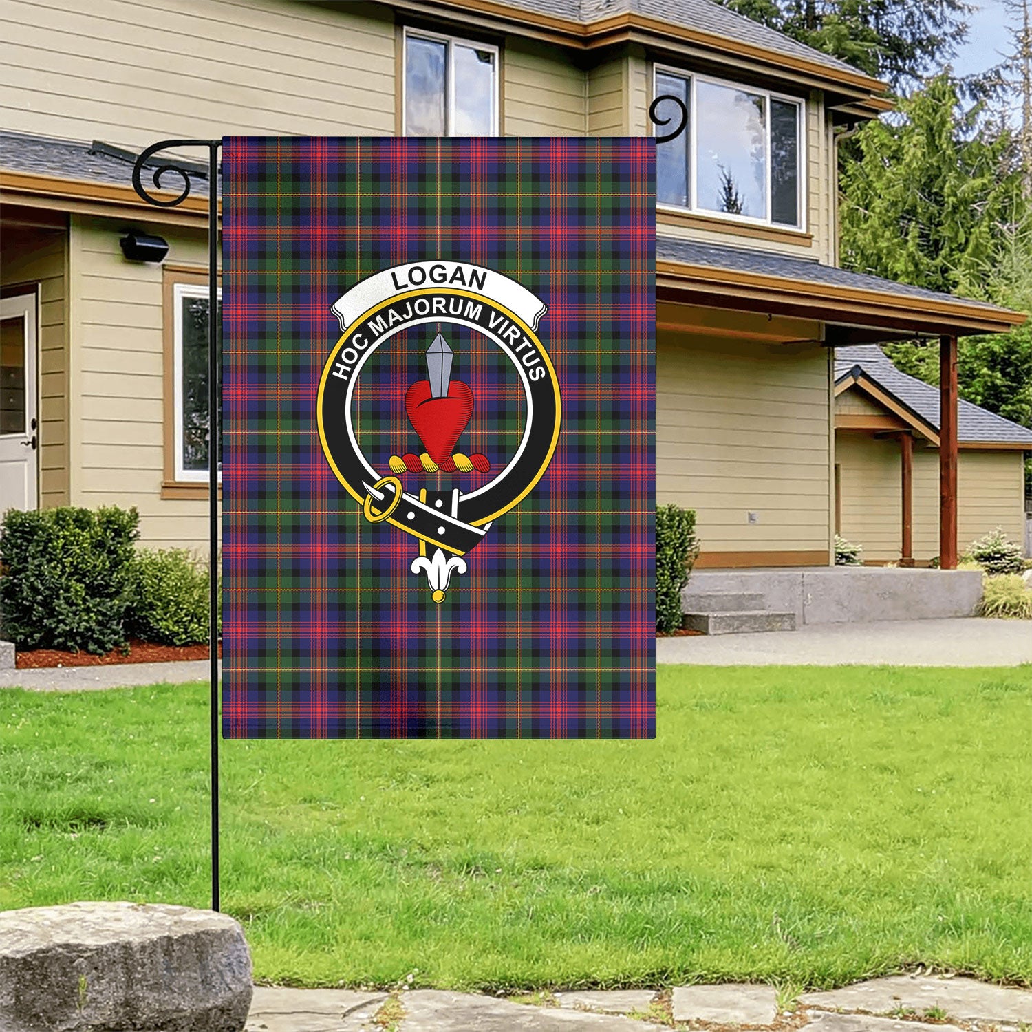 Logan Modern Tartan Crest Garden Flag