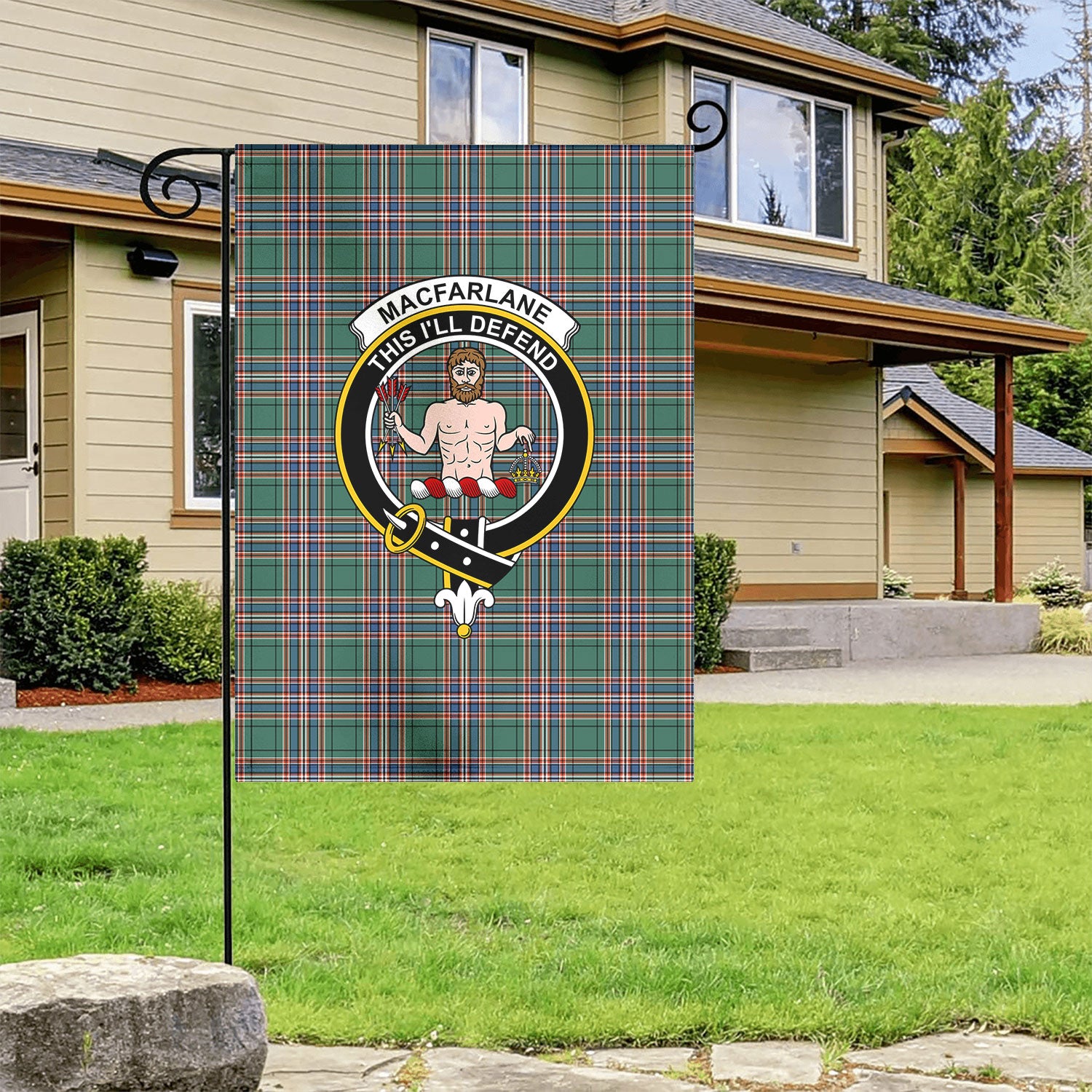 MacFarlane Hunting Ancient Tartan Crest Garden Flag