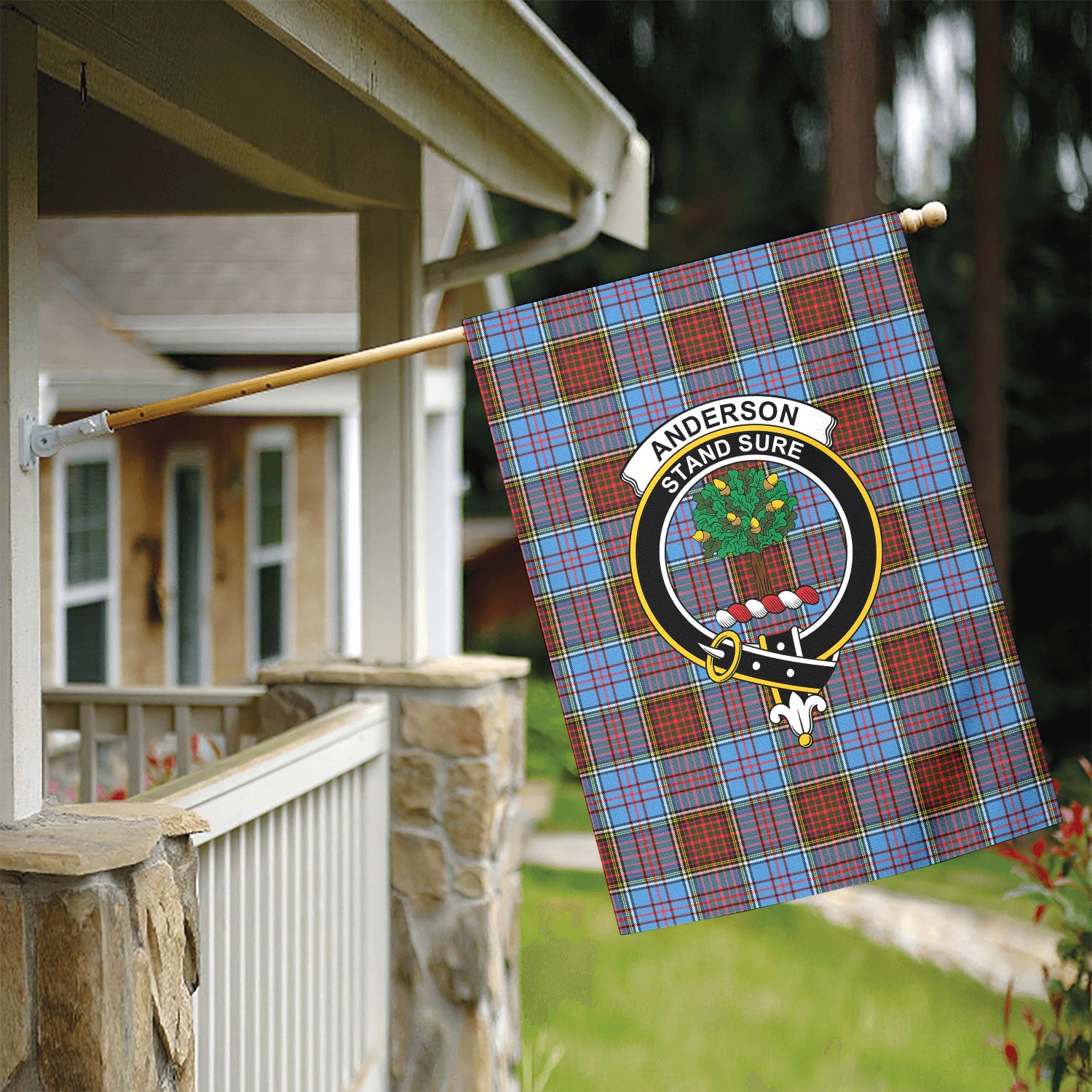 Anderson Modern Tartan Crest Garden Flag