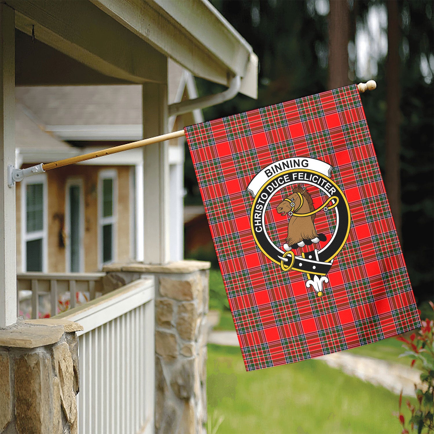 Binning (of Wallifoord) Tartan Crest Garden Flag