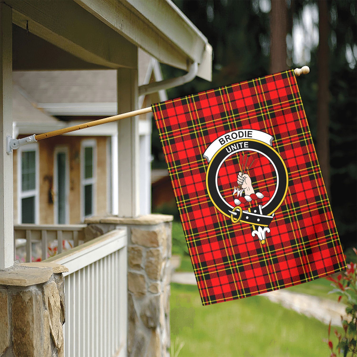 Brodie Modern Tartan Crest Garden Flag