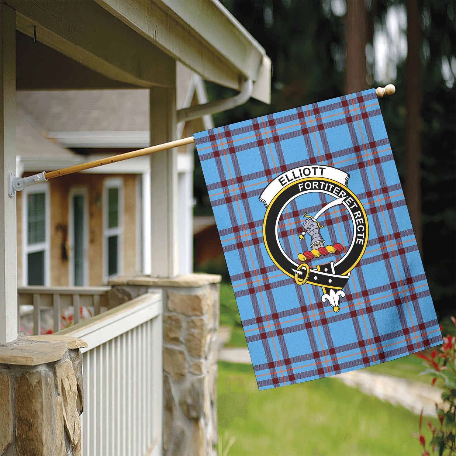Elliott Ancient Tartan Crest Garden Flag