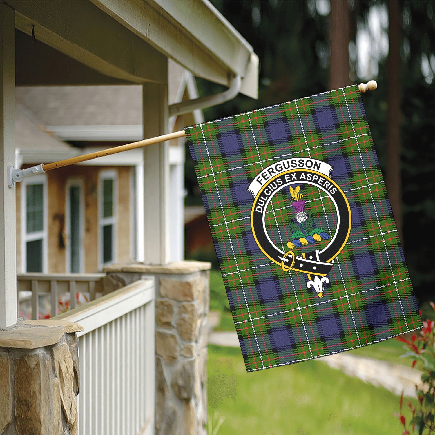 Fergusson Modern Tartan Crest Garden Flag